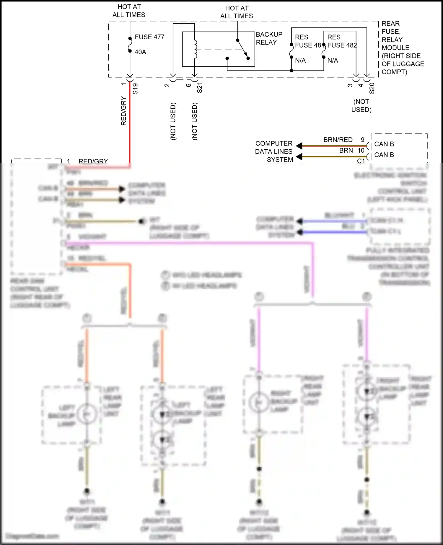 Wiring diagram electronic ignition switch control unit for Mercedes-Benz E-class W213/S213/C238/A238 (2016-2021) (2 of 27)