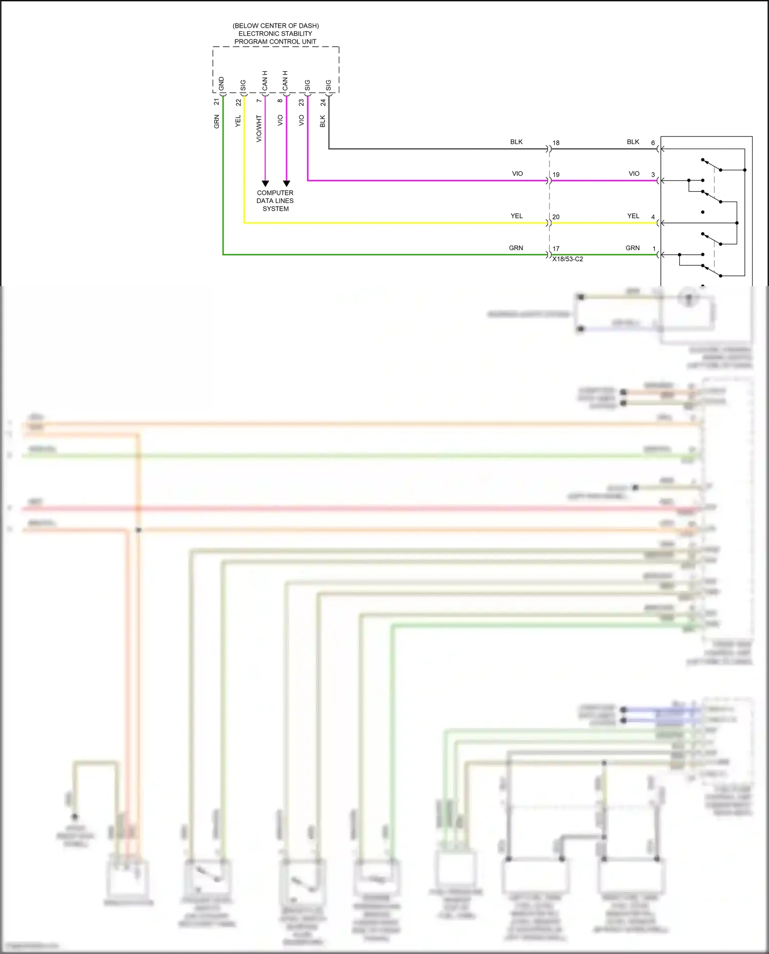Wiring diagram electronic stability program control unit for Mercedes-Benz E-class W213/S213/C238/A238 (2016-2021) (22 of 33)