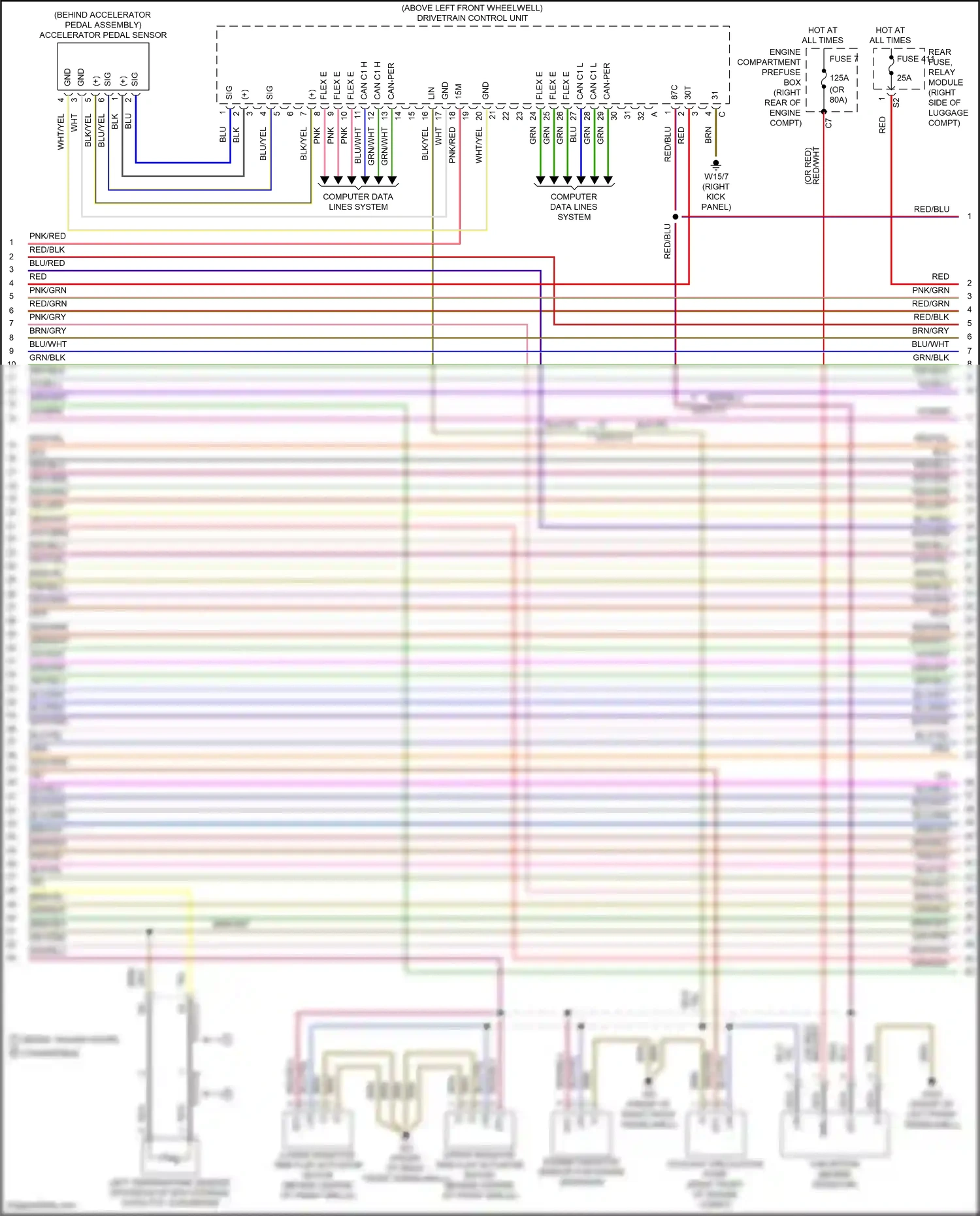 Wiring diagram engine compartment prefuse box for Mercedes-Benz E-class W213/S213/C238/A238 (2016-2021) (15 of 15)