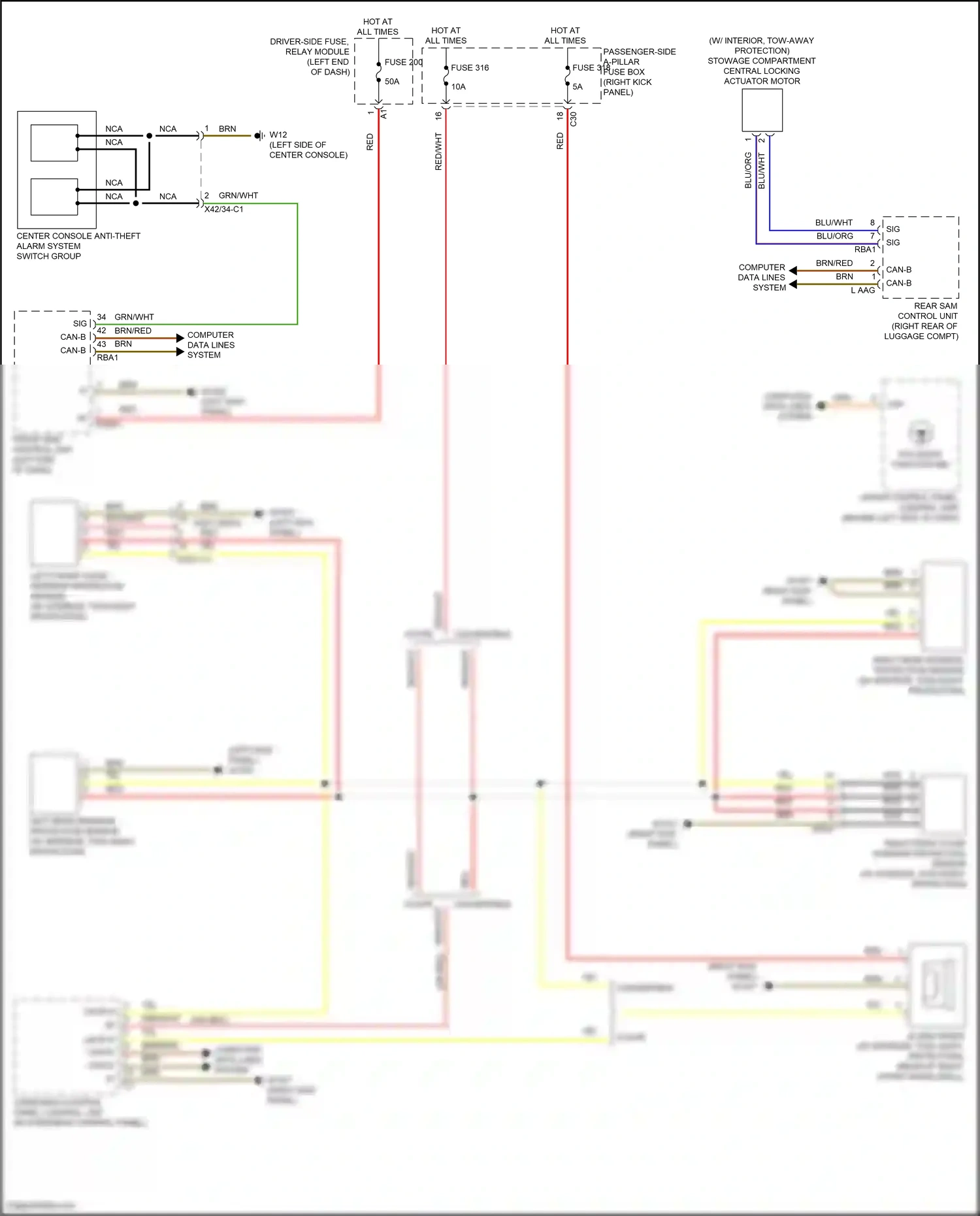 Wiring diagram front sam control unit for Mercedes-Benz E-class W213/S213/C238/A238 (2016-2021) (31 of 47)