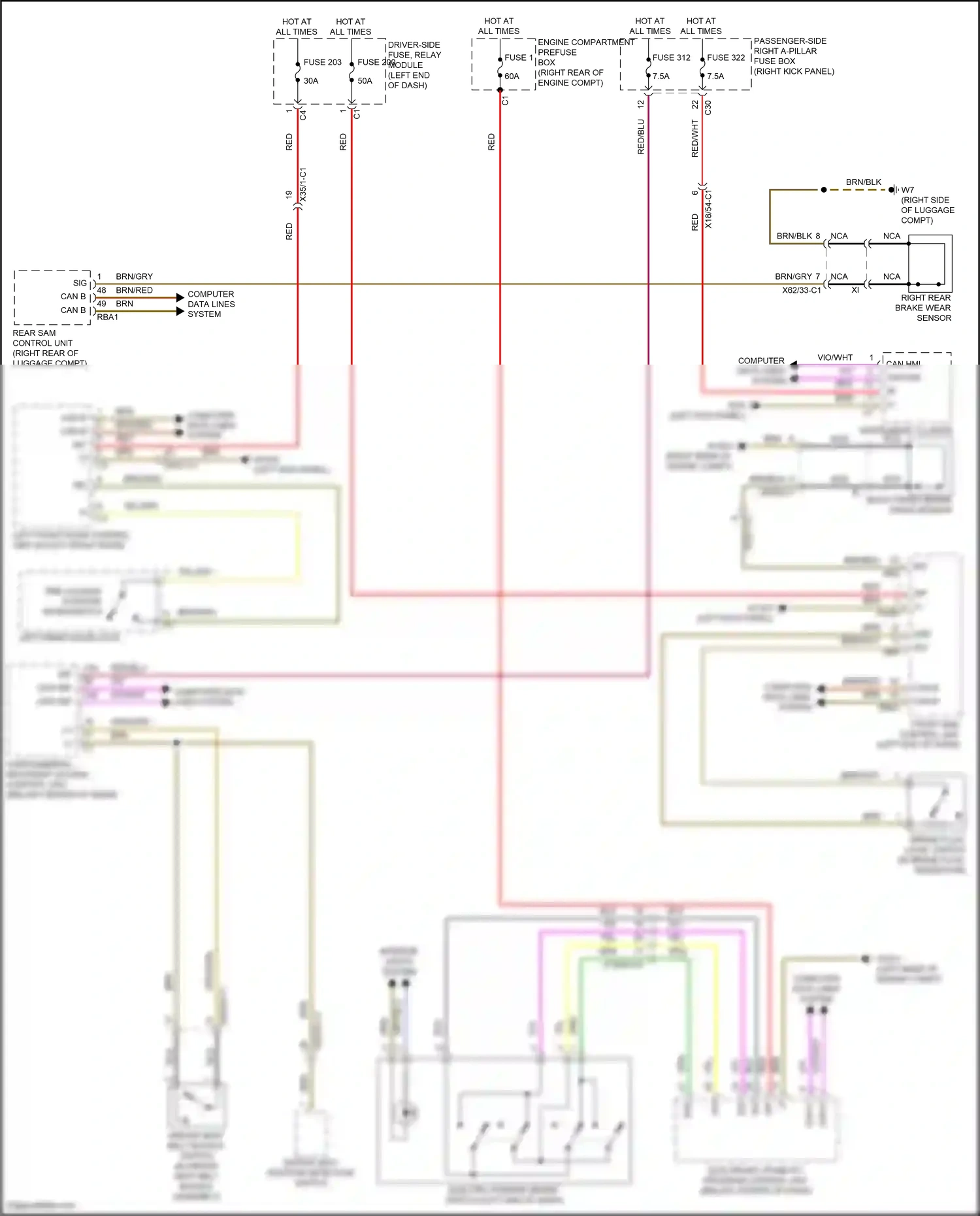 Wiring diagram front sam control unit for Mercedes-Benz E-class W213/S213/C238/A238 (2016-2021) (27 of 47)