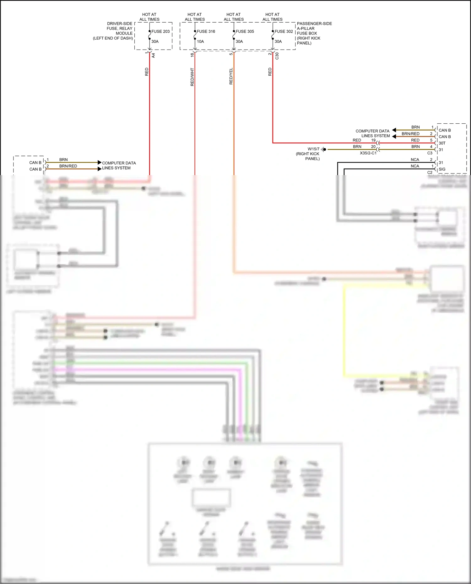 Wiring diagram front sam control unit for Mercedes-Benz E-class W213/S213/C238/A238 (2016-2021) (2 of 47)