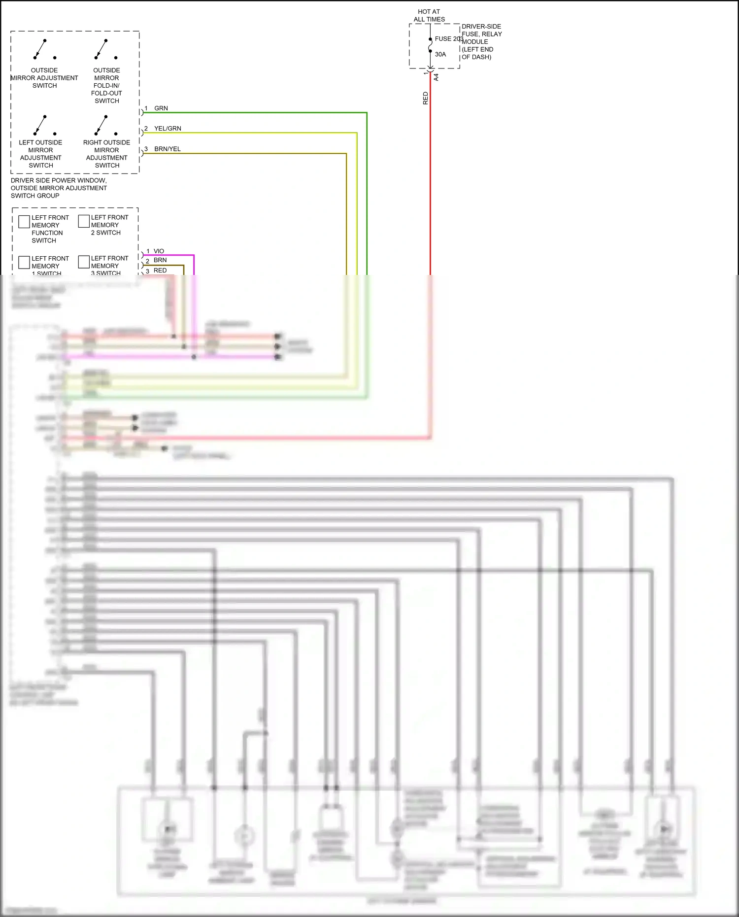 Wiring diagram left front memory 2 switch for Mercedes-Benz E-class W213/S213/C238/A238 (2016-2021) (2 of 3)