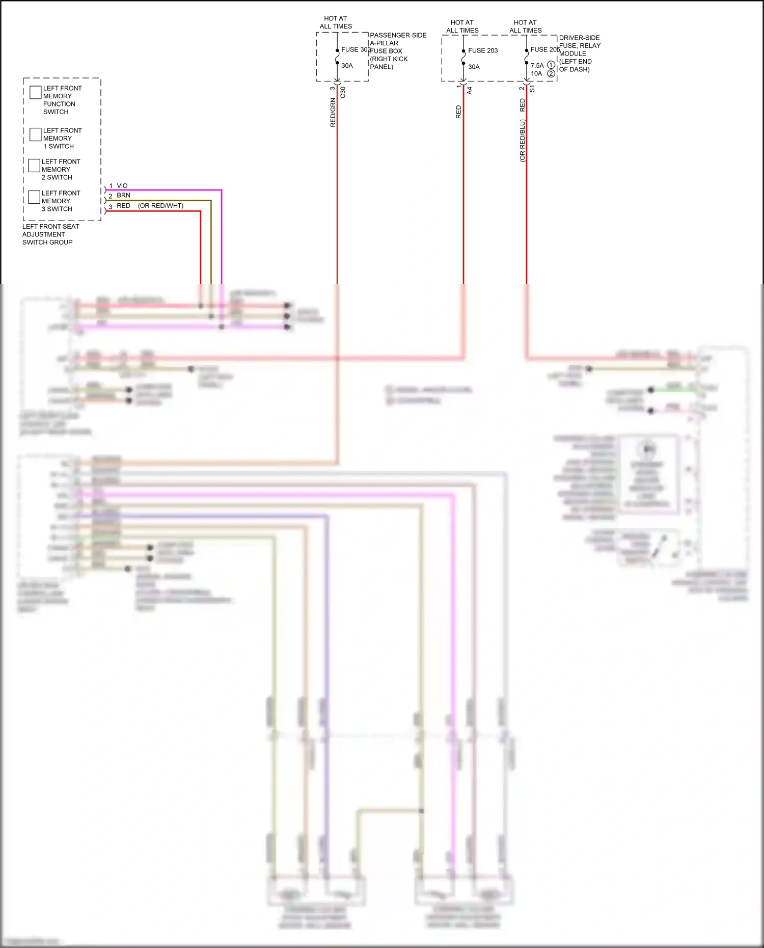 Wiring diagram left front memory 2 switch for Mercedes-Benz E-class W213/S213/C238/A238 (2016-2021) (3 of 3)