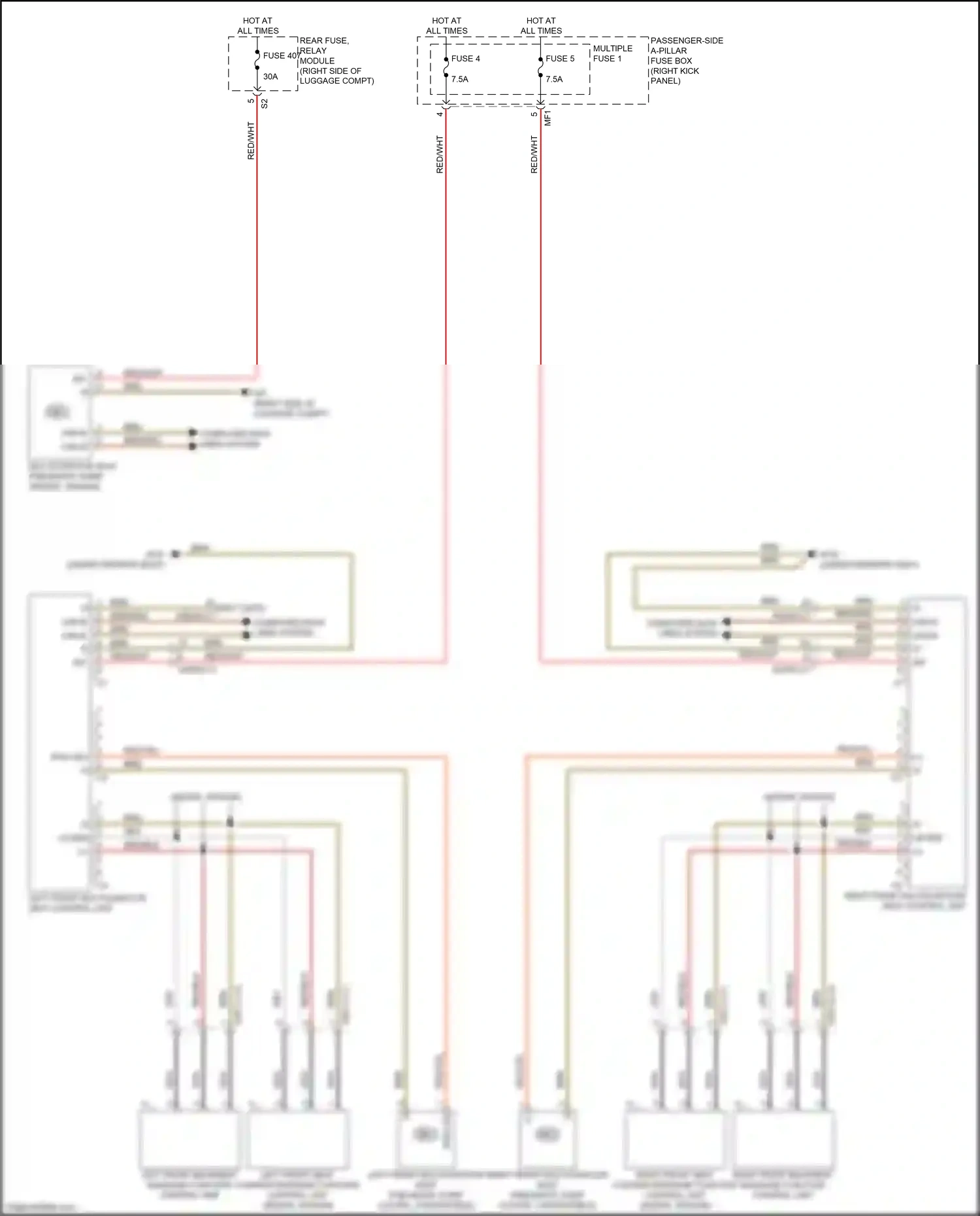 Wiring diagram left front seat cushion massage function control unit for Mercedes-Benz E-class W213/S213/C238/A238 (2016-2021) (1 of 1)