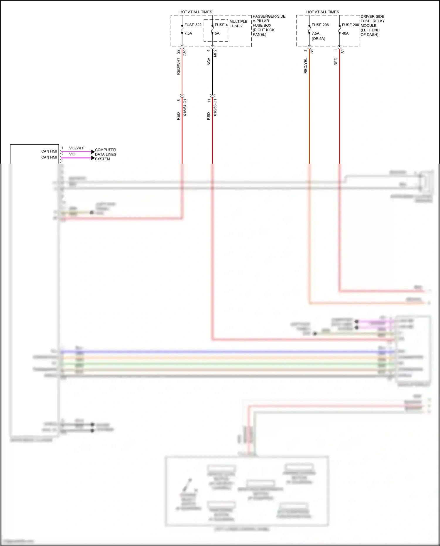 Wiring diagram left lower control panel for Mercedes-Benz E-class W213/S213/C238/A238 (2016-2021) (7 of 23)