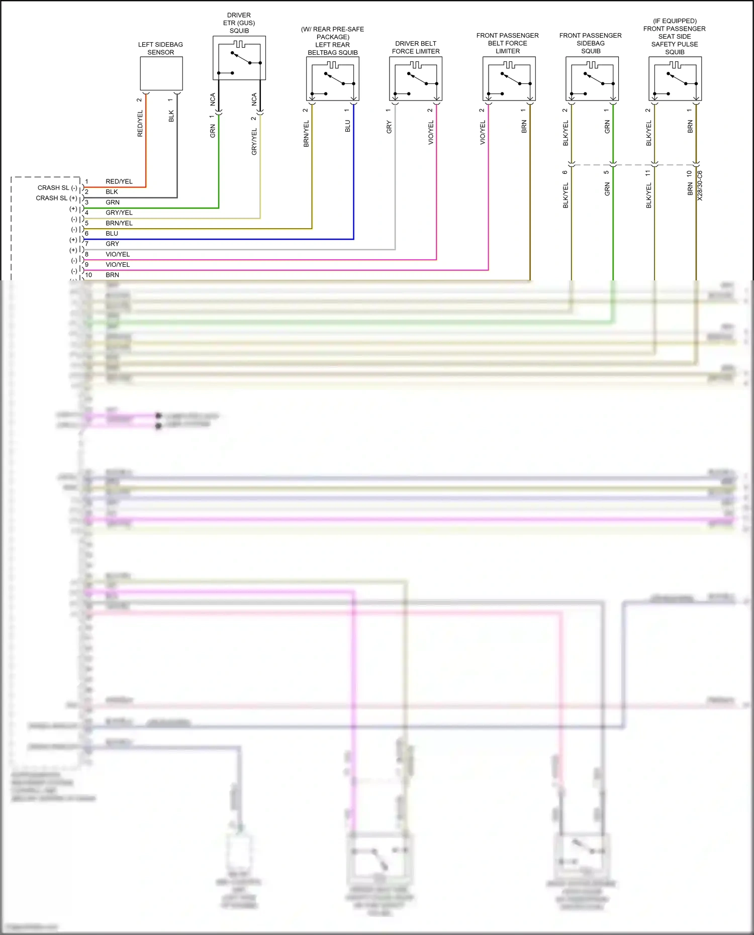 Wiring diagram left sidebag sensor for Mercedes-Benz E-class W213/S213/C238/A238 (2016-2021) (1 of 5)