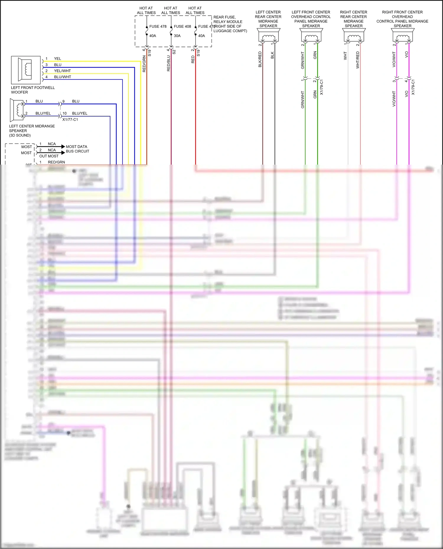 Wiring diagram right front center overhead control panel midrange speaker for Mercedes-Benz E-class W213/S213/C238/A238 (2016-2021) (1 of 1)