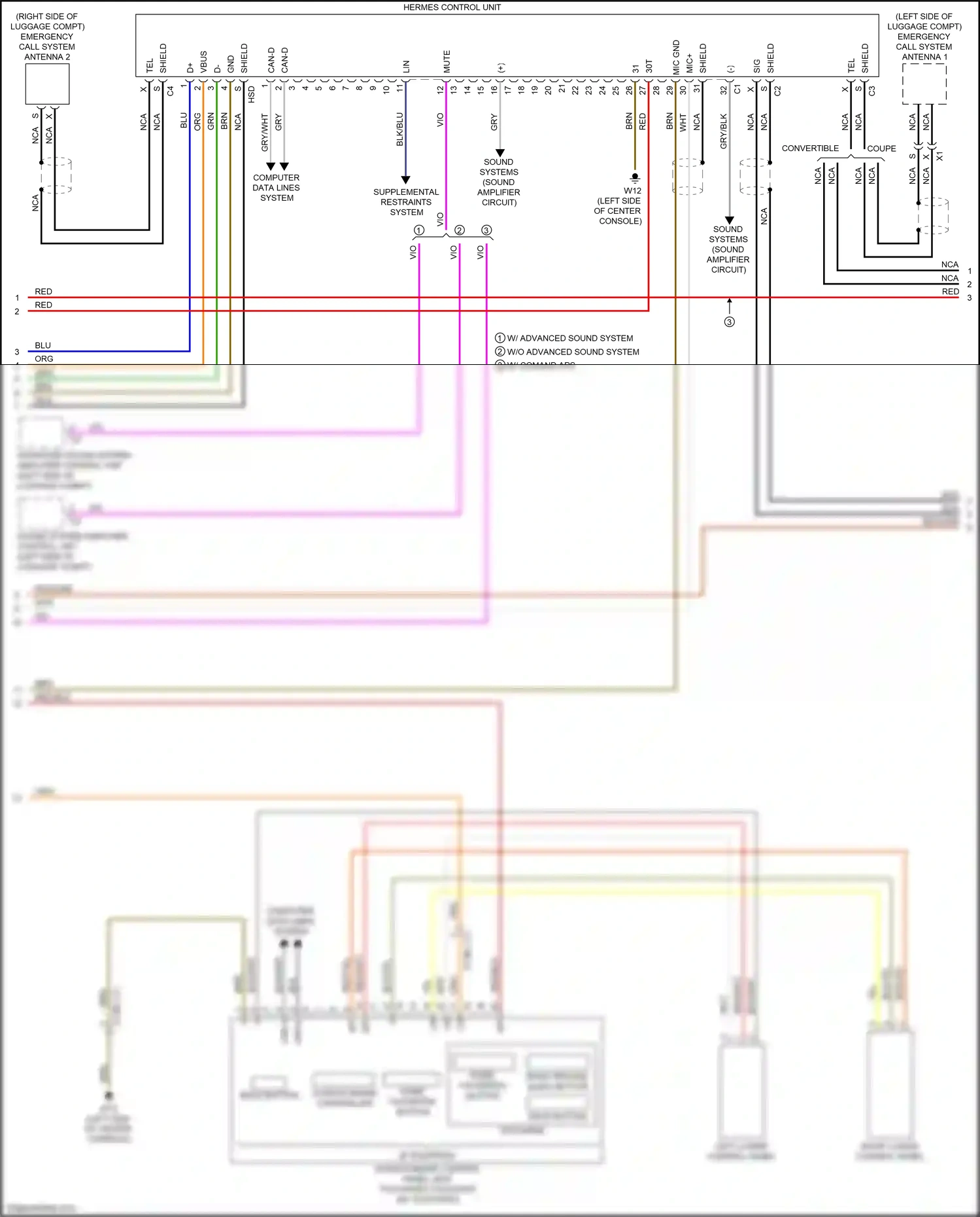 Wiring diagram right lower control panel for Mercedes-Benz E-class W213/S213/C238/A238 (2016-2021) (3 of 22)
