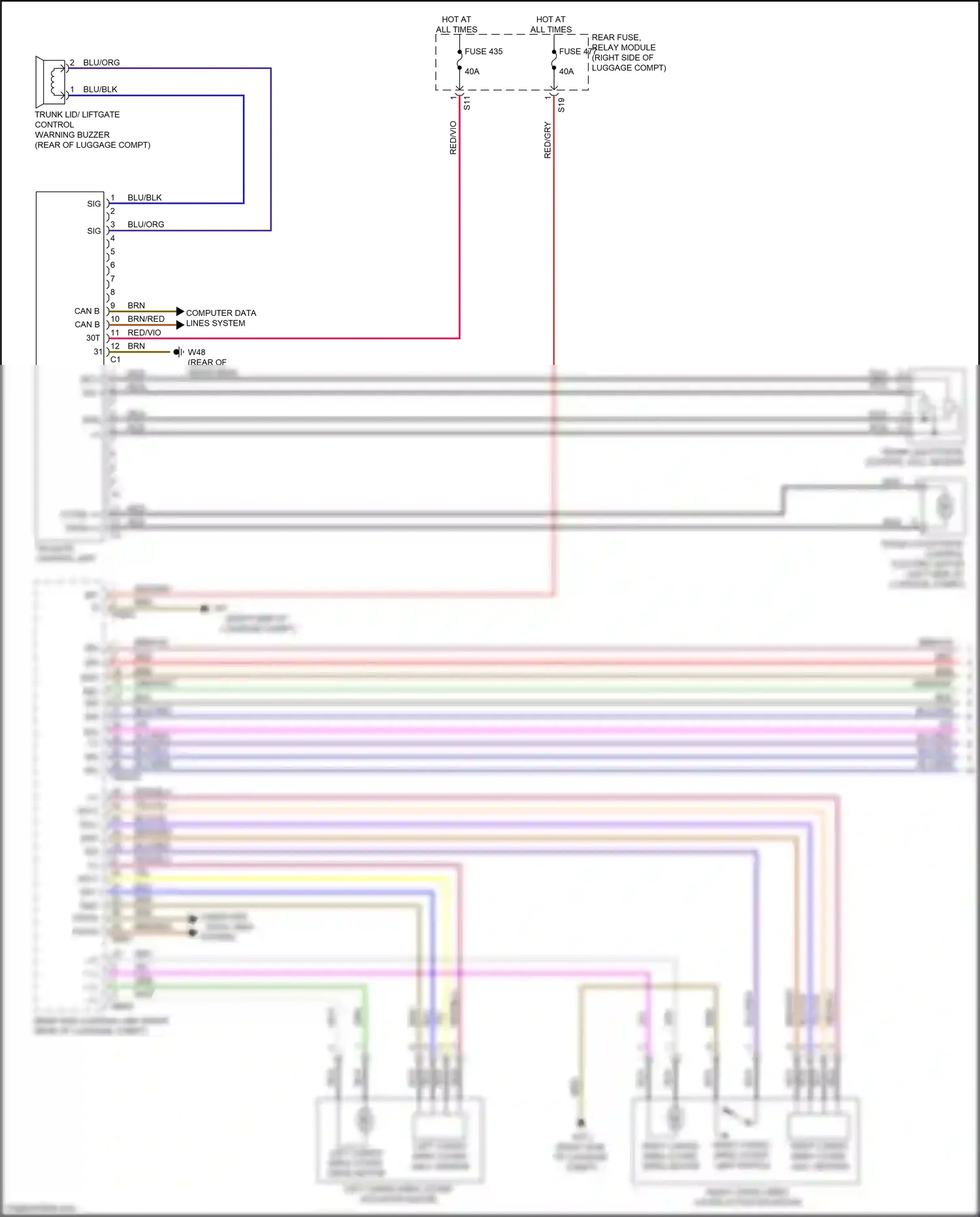 Wiring diagram tailgate control unit for Mercedes-Benz E-class W213/S213/C238/A238 (2016-2021) (2 of 2)