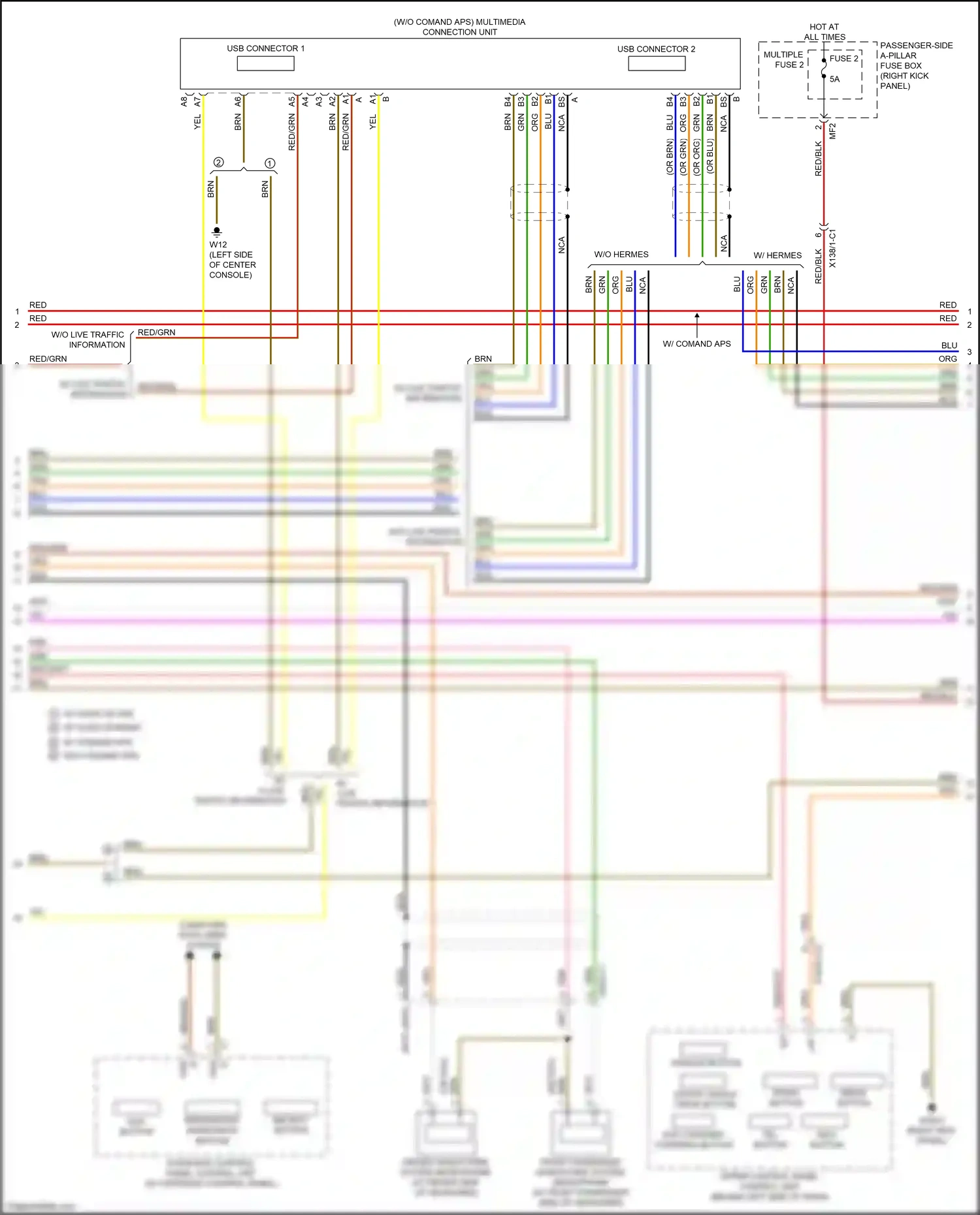 Wiring diagram upper control panel control unit for Mercedes-Benz E-class W213/S213/C238/A238 (2016-2021) (3 of 24)