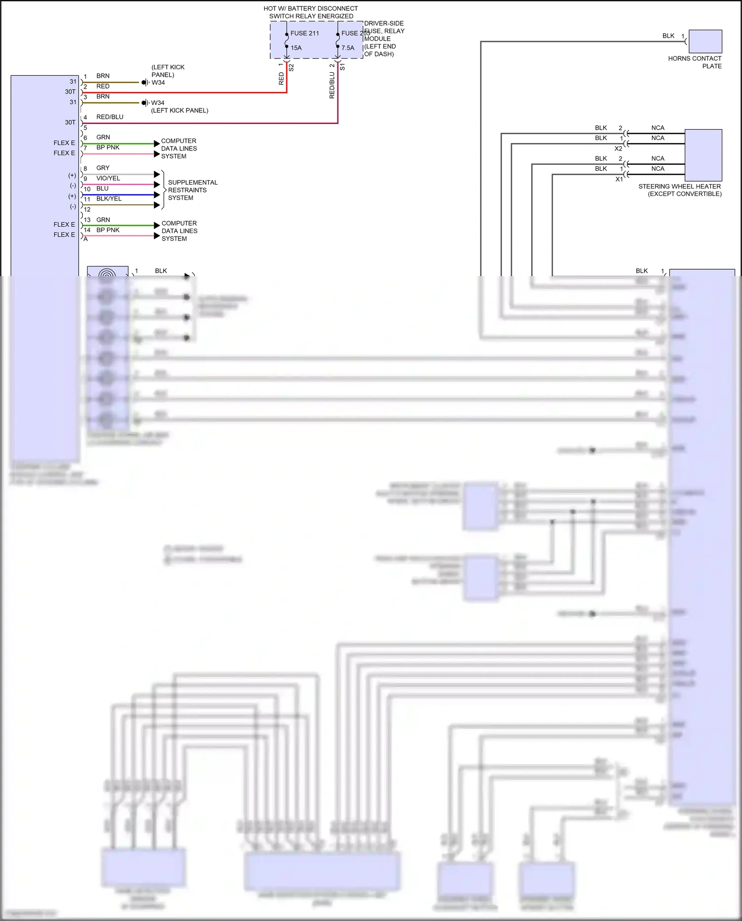 Wiring diagram hand detection system control unit for Mercedes-Benz E-class W214/S214 (2023-2024) (1 of 2)