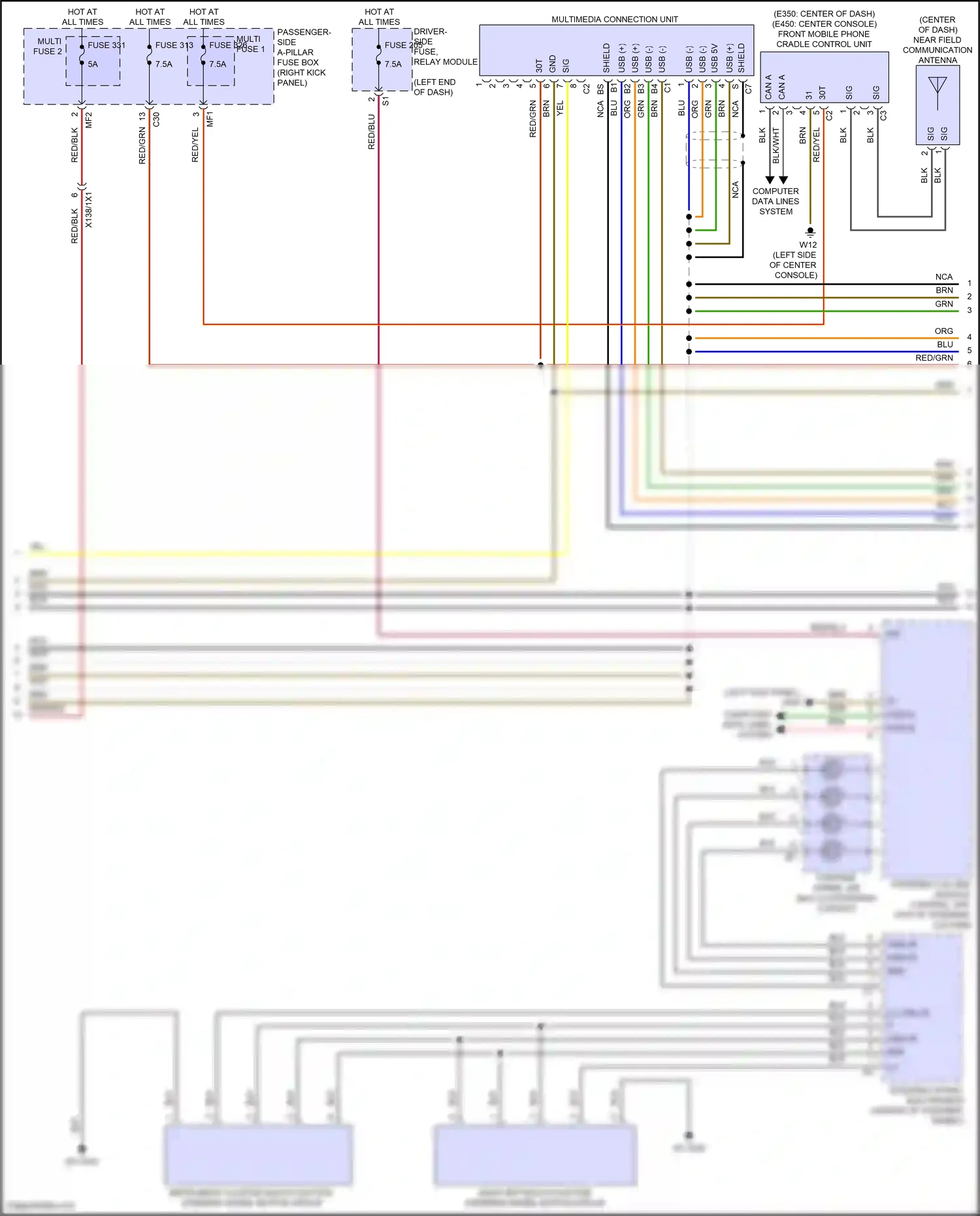 Wiring diagram head unit multi-function steering wheel button group for Mercedes-Benz E-class W214/S214 (2023-2024) (1 of 16)