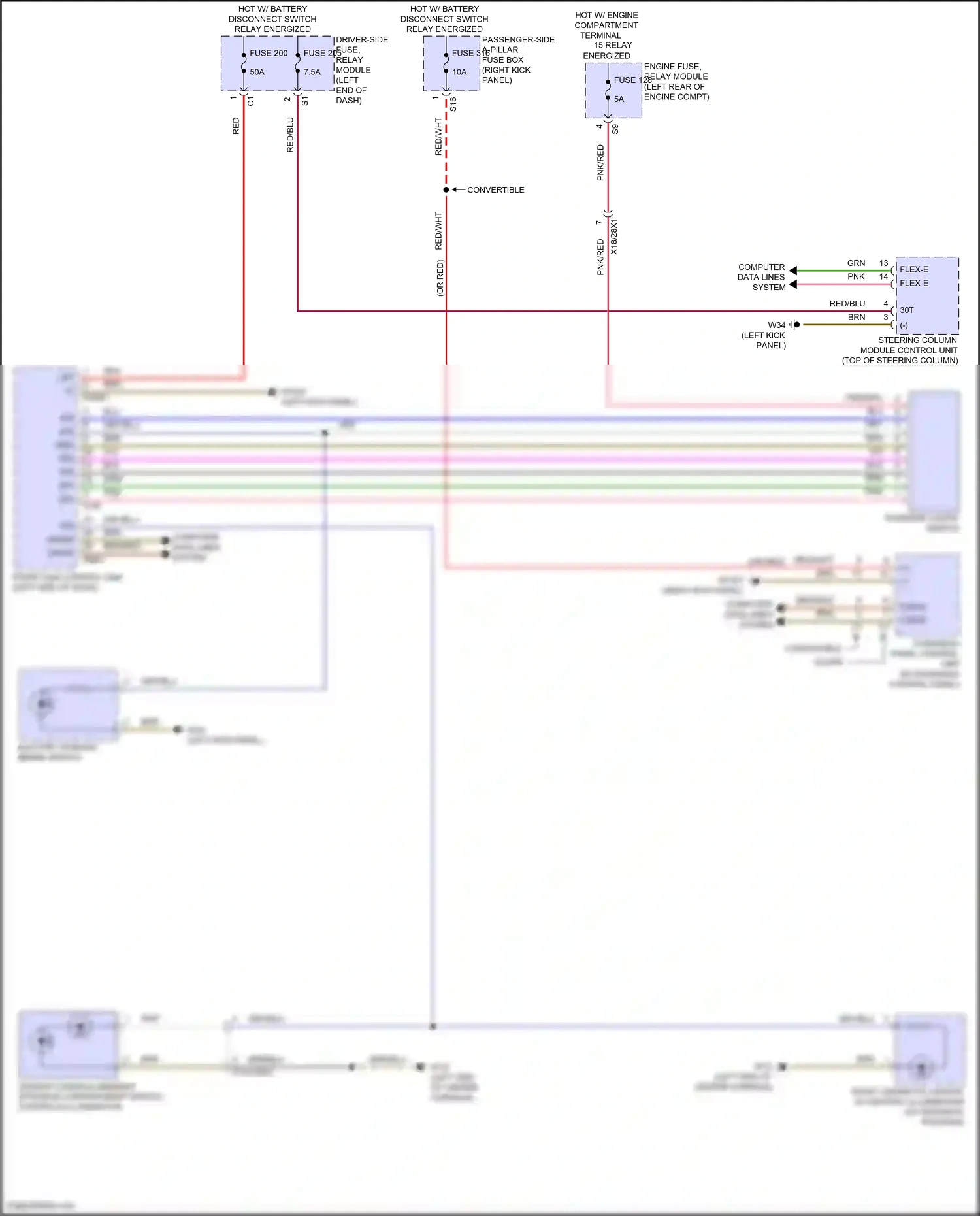 Wiring diagram overhead panel control unit for Mercedes-Benz E-class W214/S214 (2023-2024) (1 of 2)