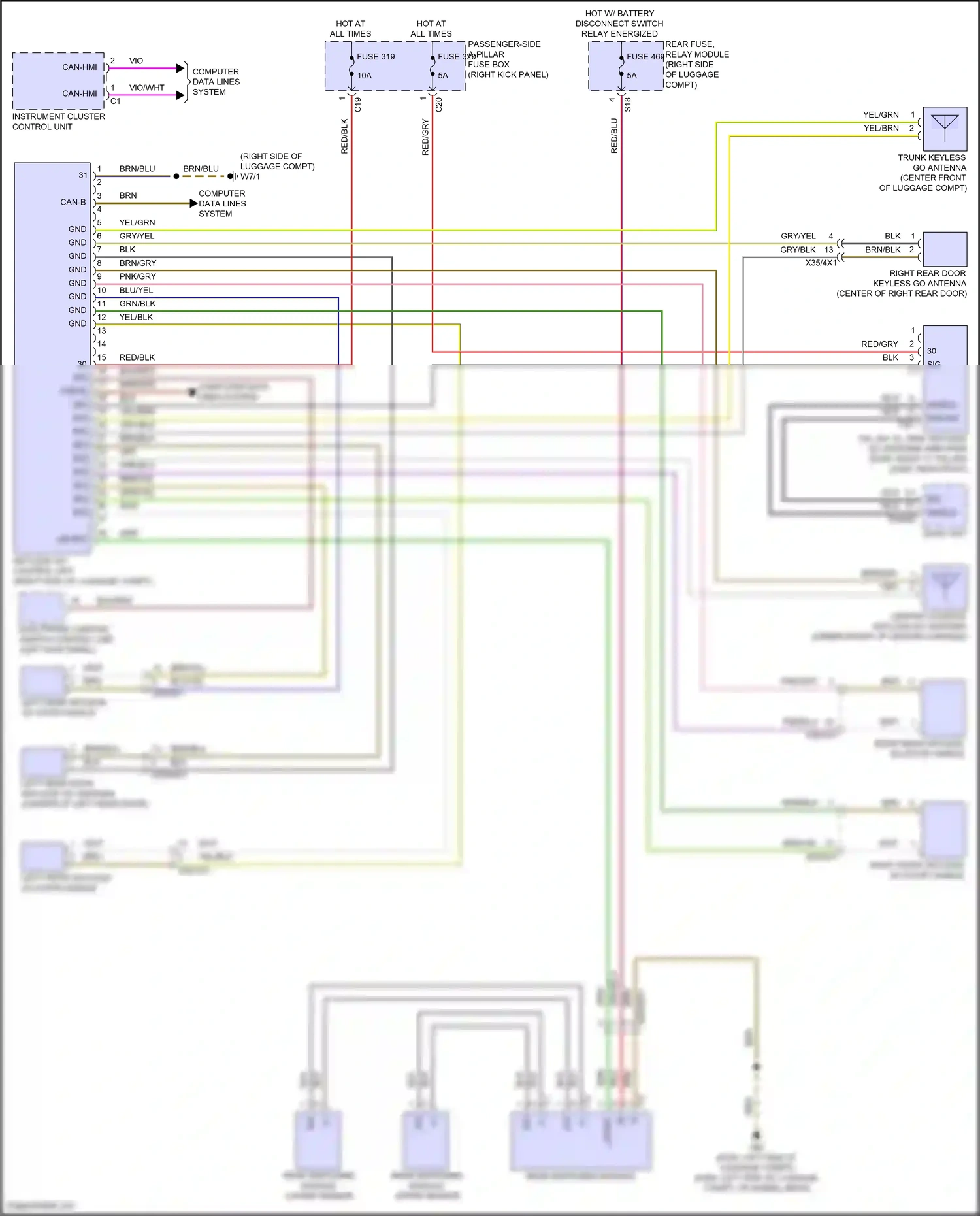 Wiring diagram rear switching module lower sensor for Mercedes-Benz E-class W214/S214 (2023-2024) (1 of 5)