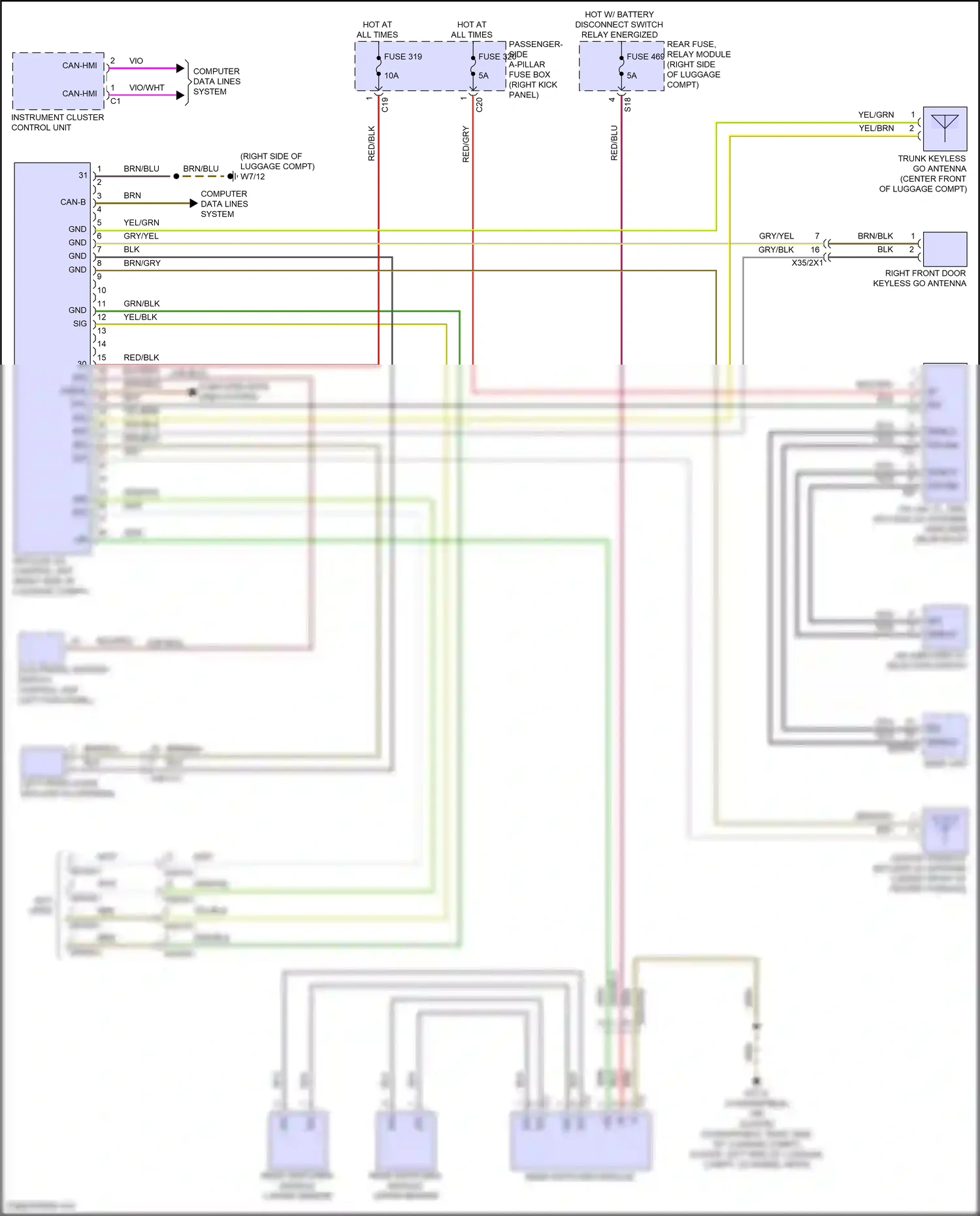 Wiring diagram rear switching module upper sensor for Mercedes-Benz E-class W214/S214 (2023-2024) (2 of 5)