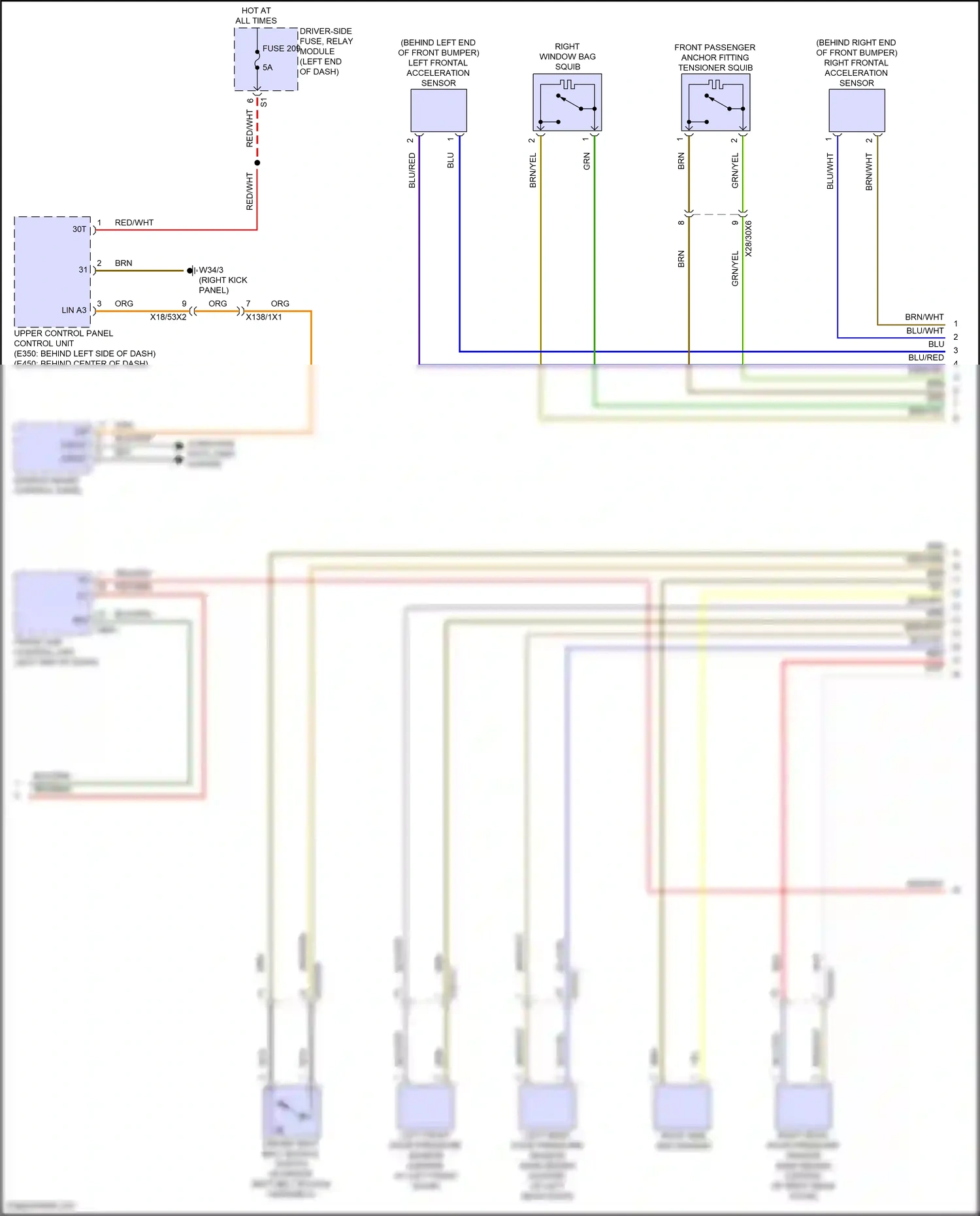 Wiring diagram right frontal acceleration sensor for Mercedes-Benz E-class W214/S214 (2023-2024) (1 of 5)