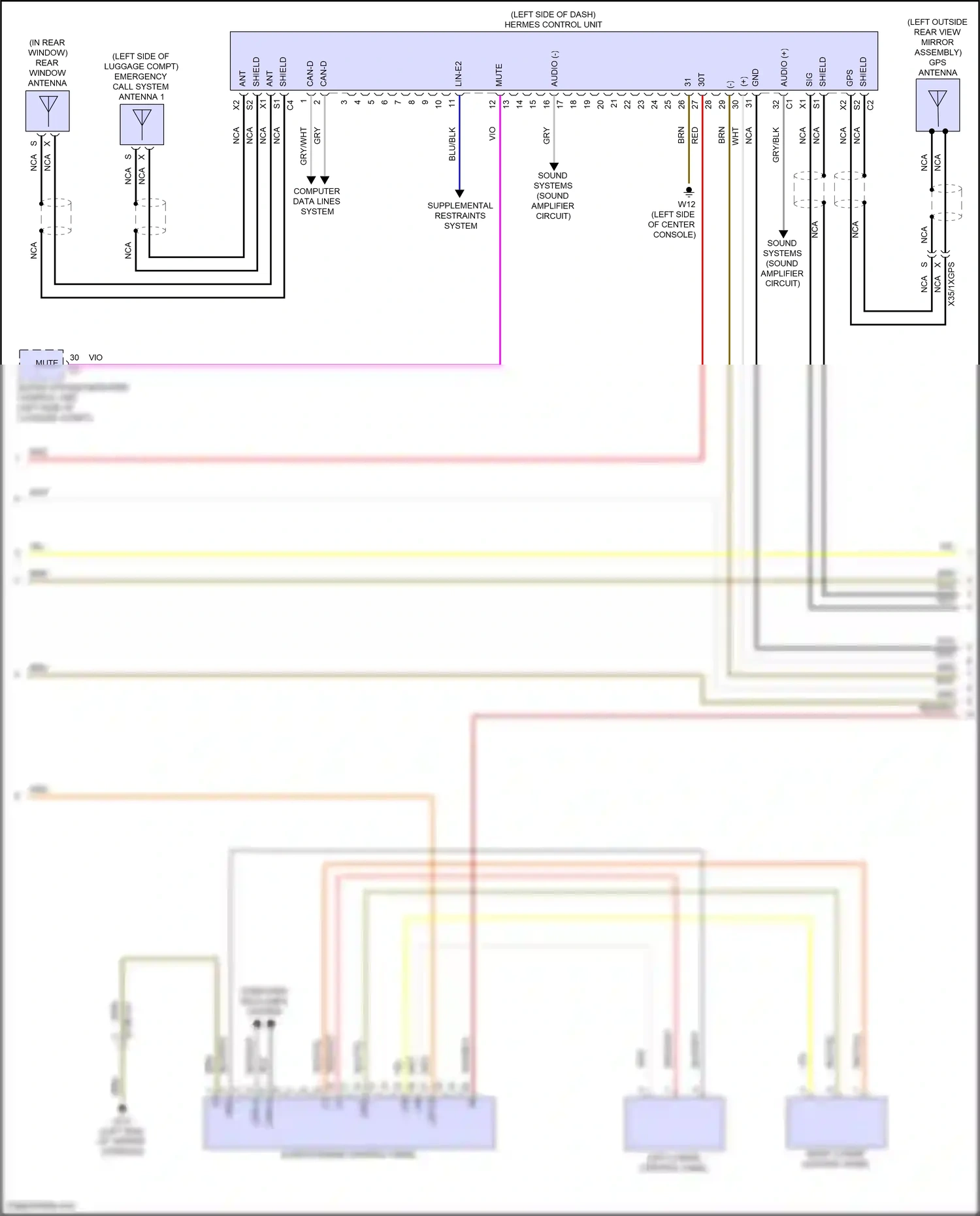 Wiring diagram right lower control panel for Mercedes-Benz E-class W214/S214 (2023-2024) (1 of 18)
