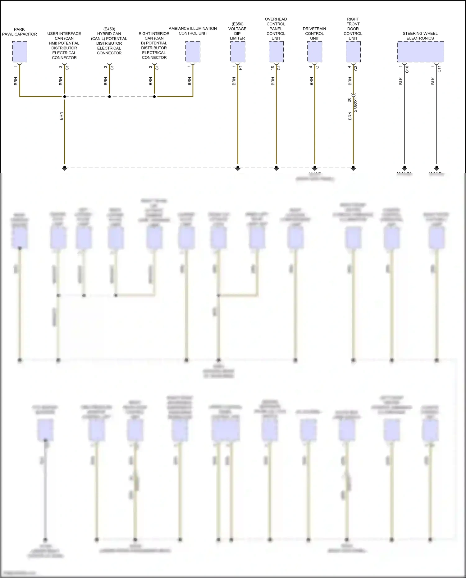 Wiring diagram upper control panel control unit for Mercedes-Benz E-class W214/S214 (2023-2024) (3 of 38)