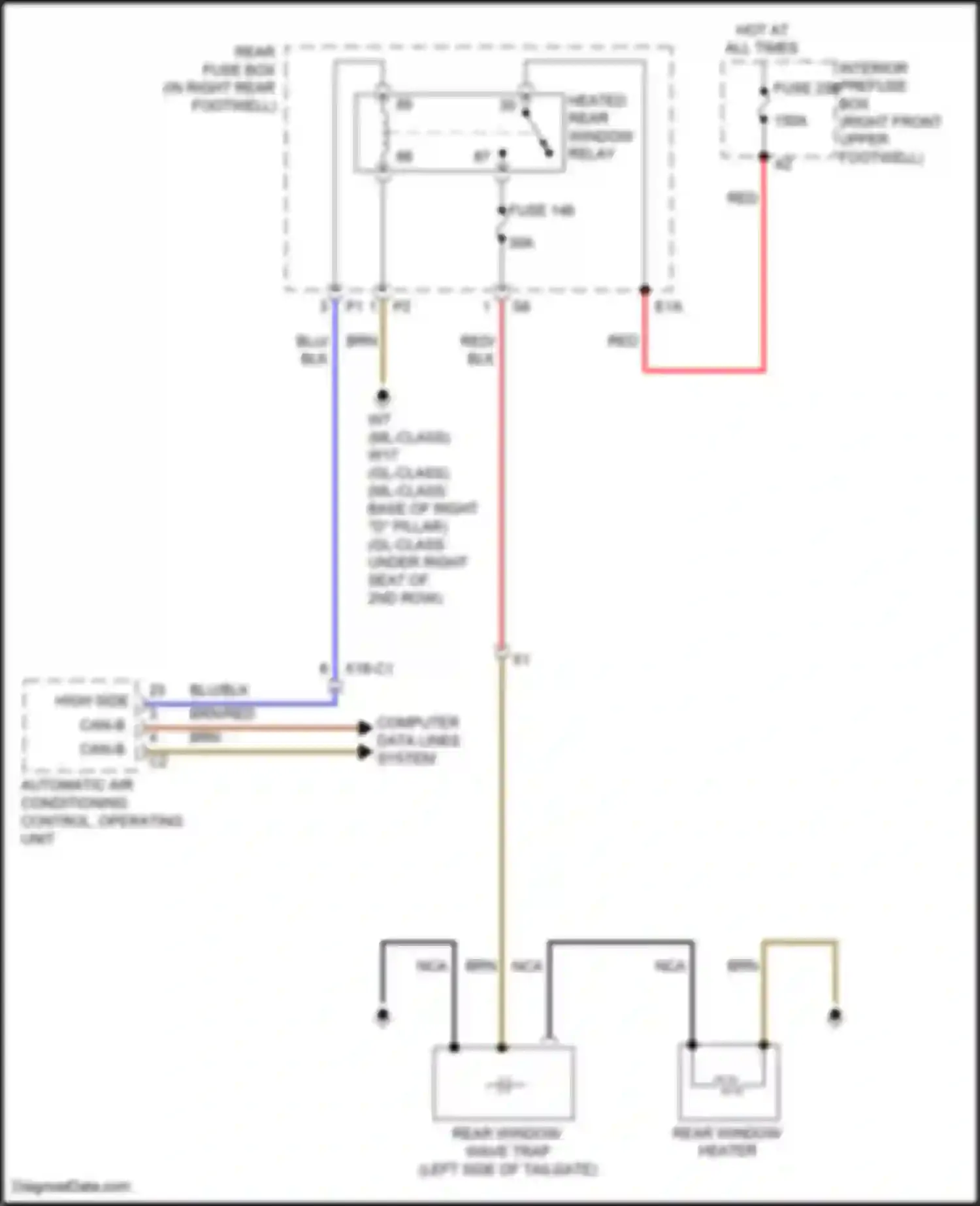 GL-class Mercedes-Benz X166 (2012-2016): Rear defogger circuit