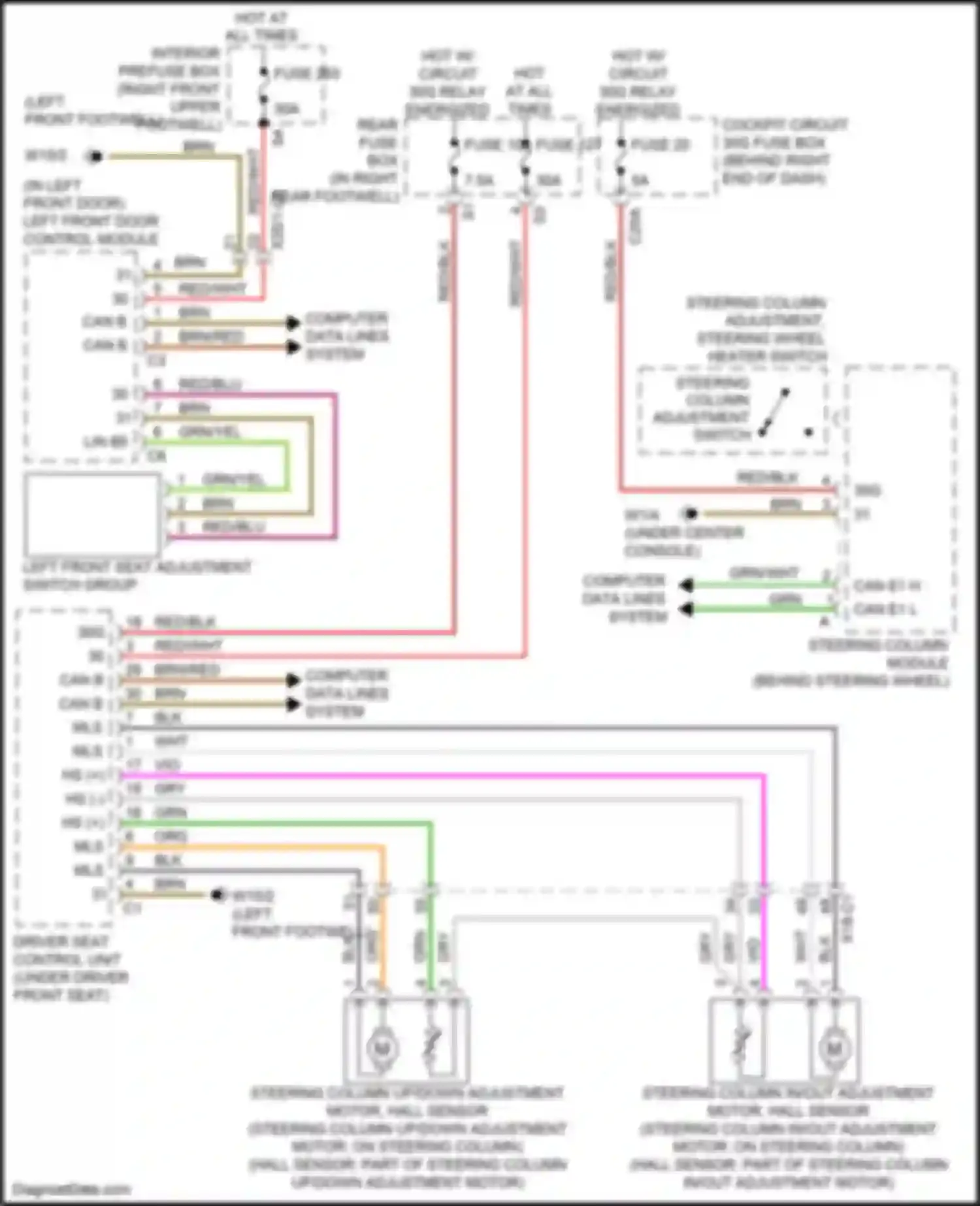 GL-class Mercedes-Benz X166 (2012-2016): Steering column memory circuit