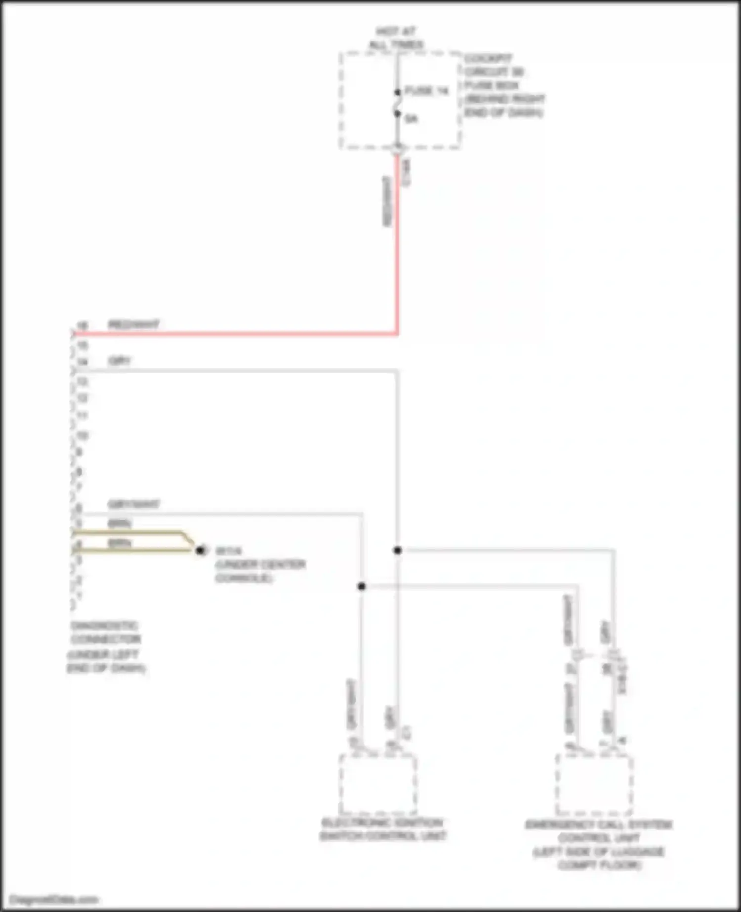 Wiring diagram diagnostic connector for Mercedes-Benz GL-class X166 (2012-2016) (1 of 2)