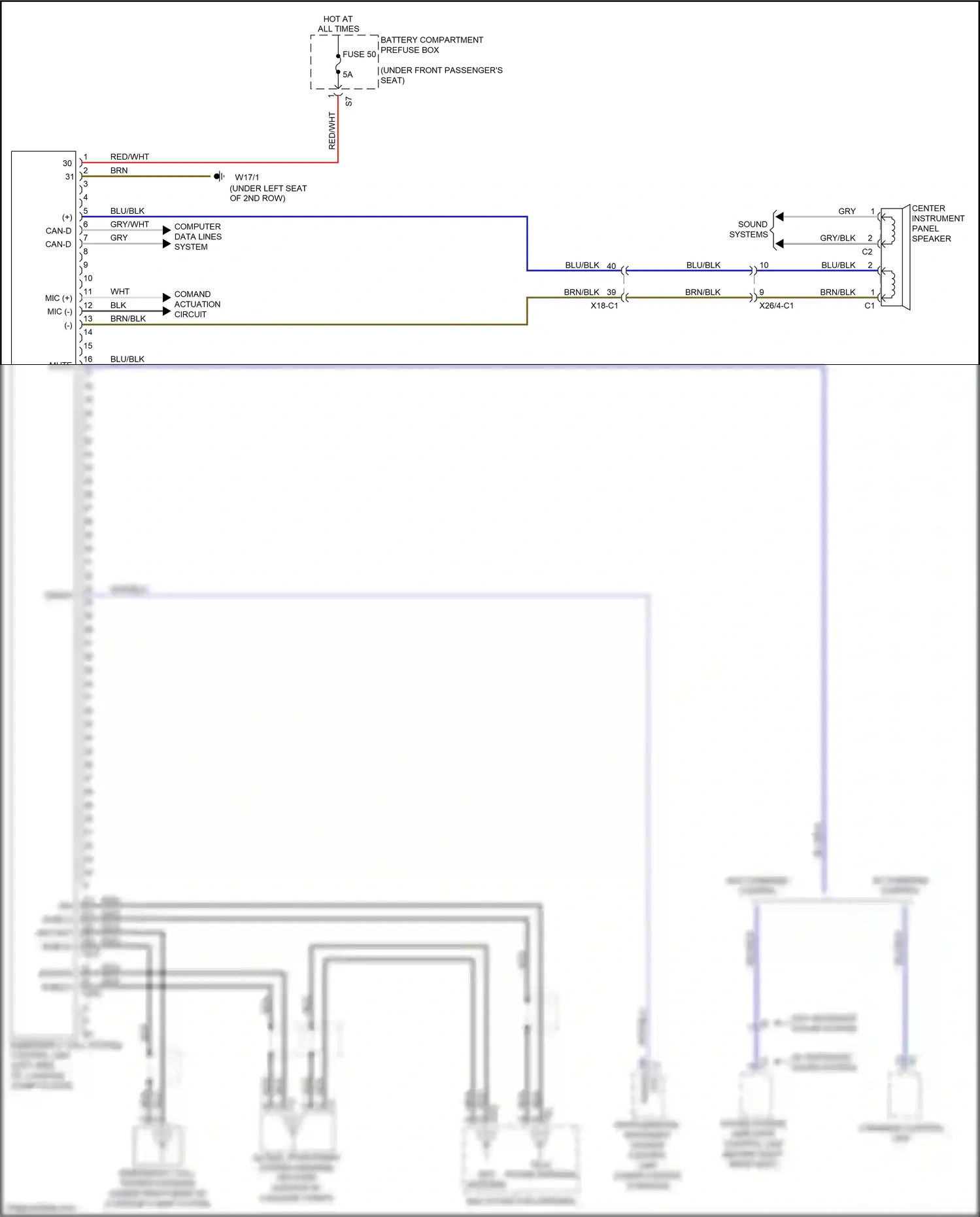 Mercedes-Benz GL-class X166 (2012-2016) multi-function antenna wiring diagram  (3 of 5)