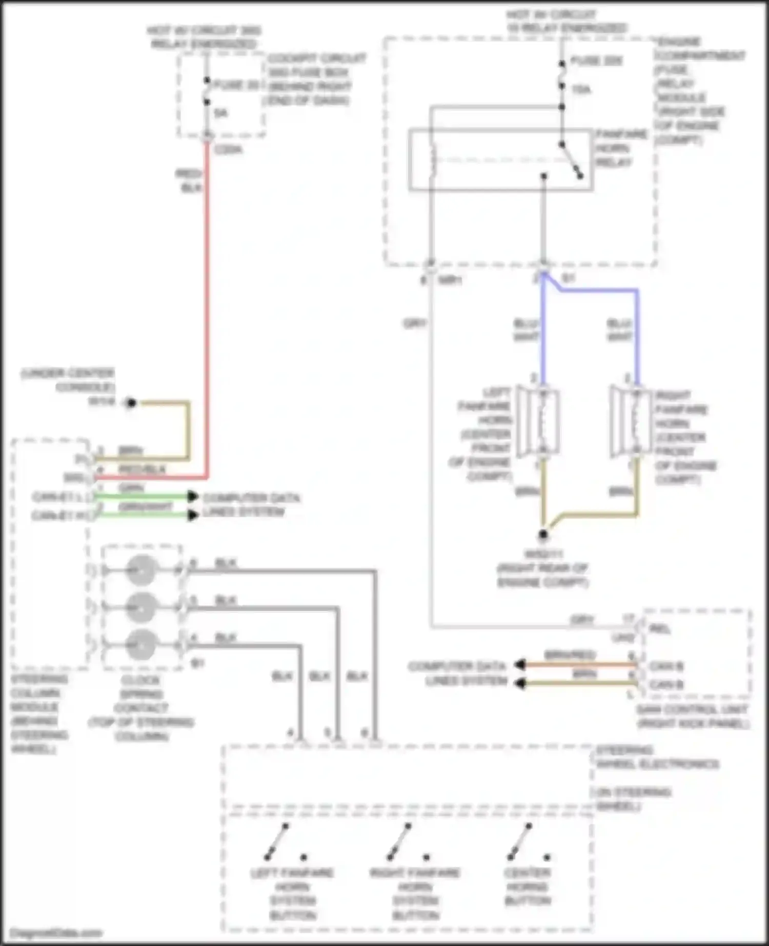 Wiring diagram steering column module for Mercedes-Benz GL-class X166 (2012-2016) (3 of 5)