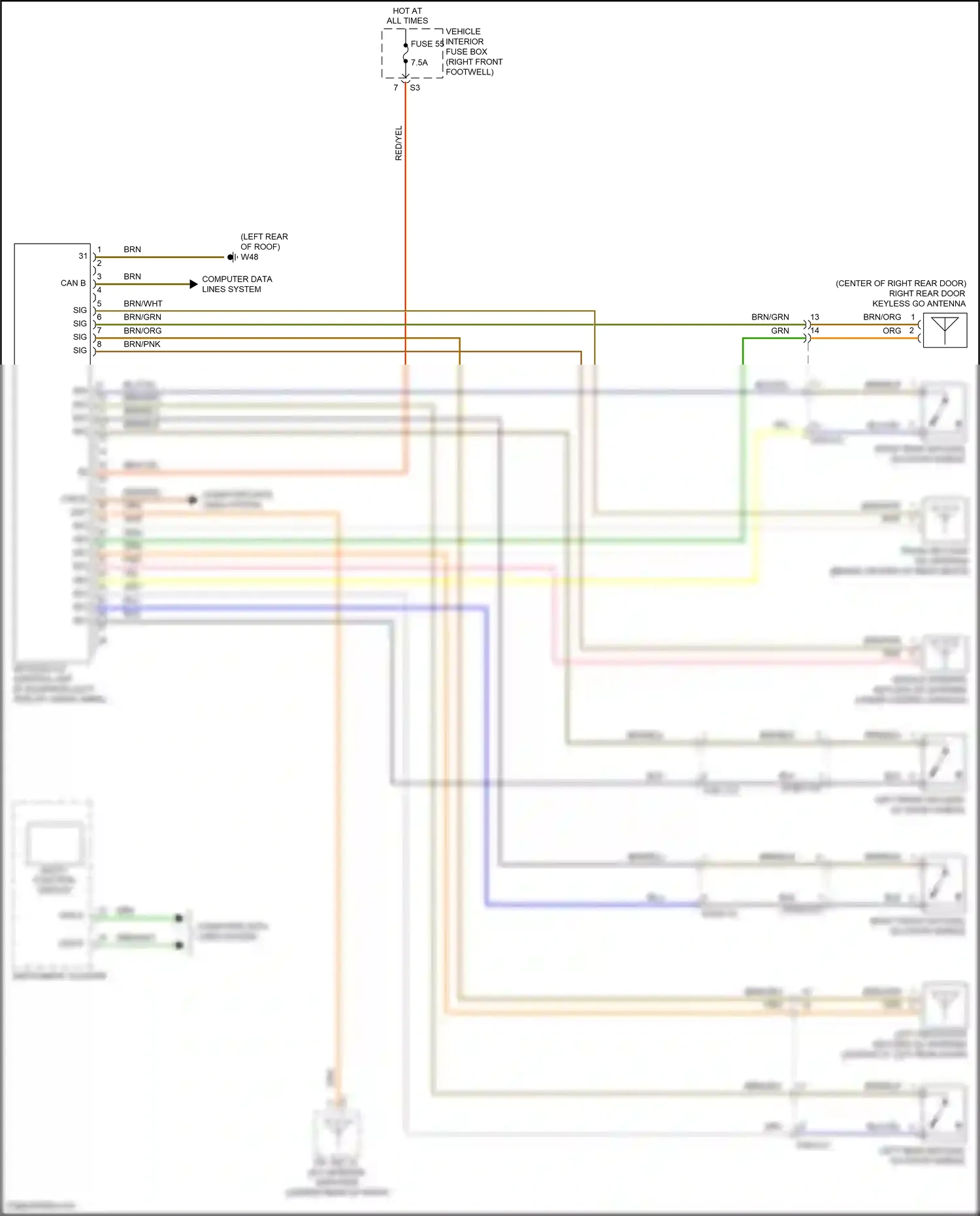 Mercedes-Benz GLA-class X156 facelift (2017-2020) multi-function display wiring diagram  (3 of 4)