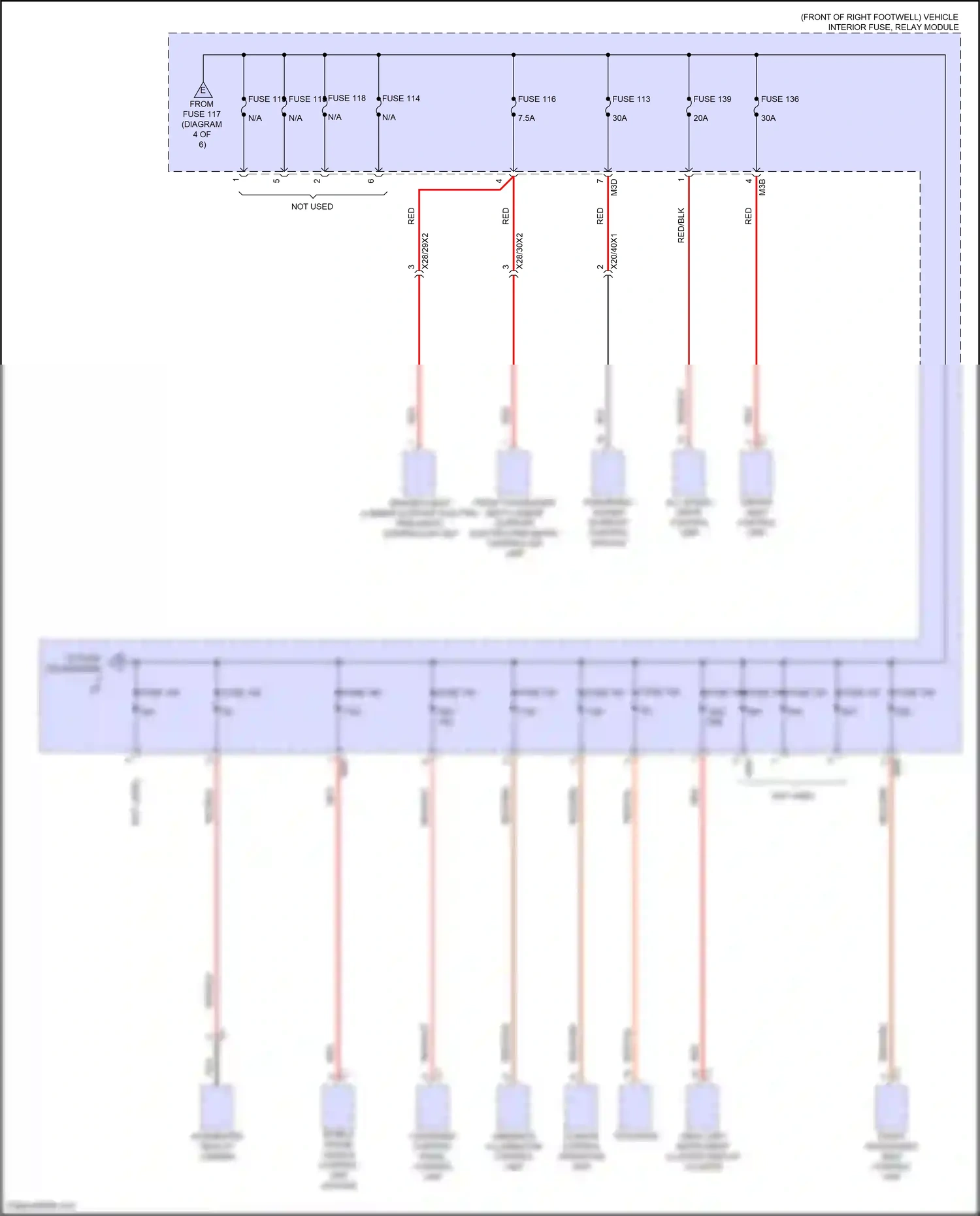 Wiring diagram overhead control panel control unit for Mercedes-Benz GLB-class X247 facelift (2023-2024) (5 of 6)