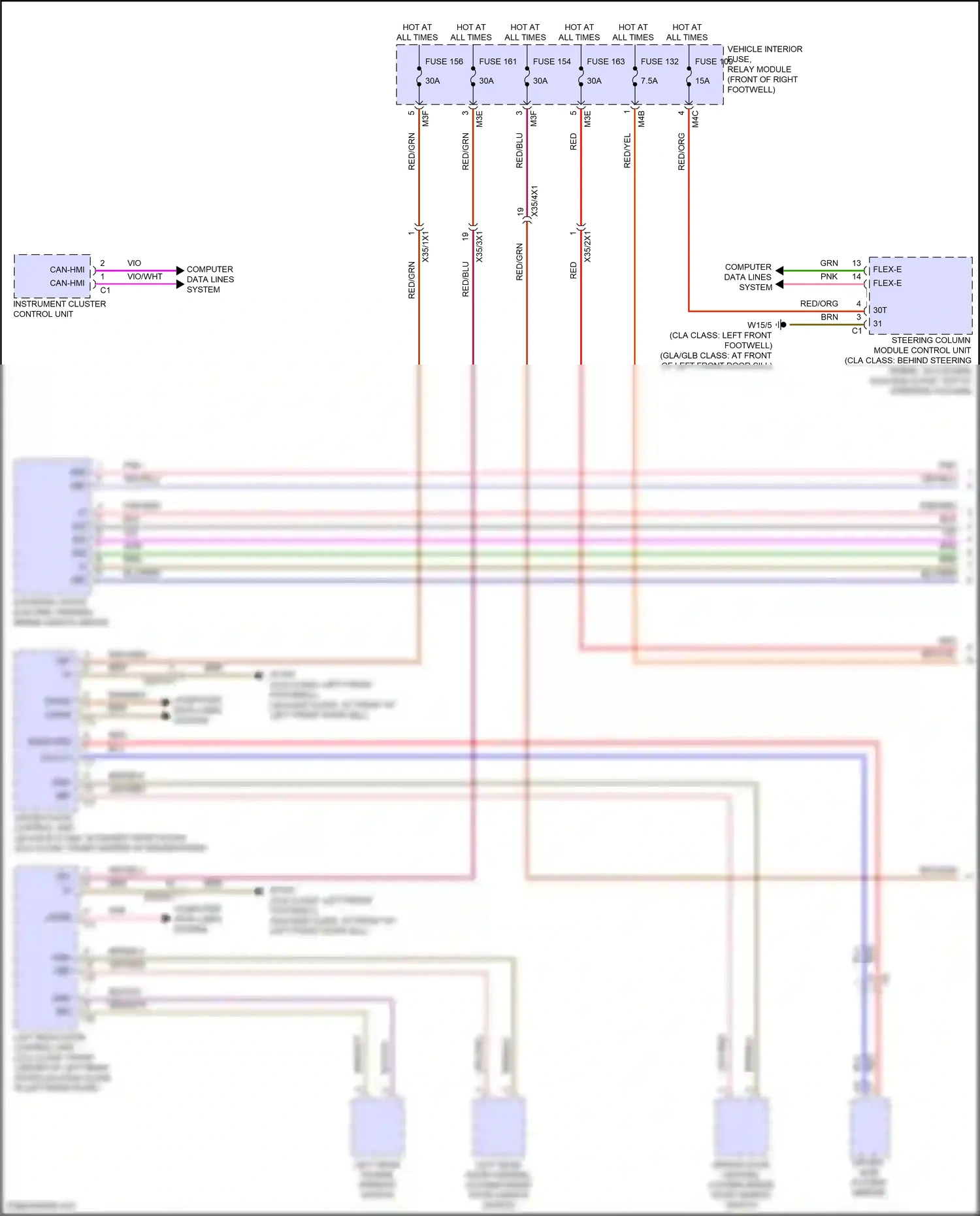 Wiring diagram steering column module control unit for Mercedes-Benz GLB-class X247 facelift (2023-2024) (14 of 16)
