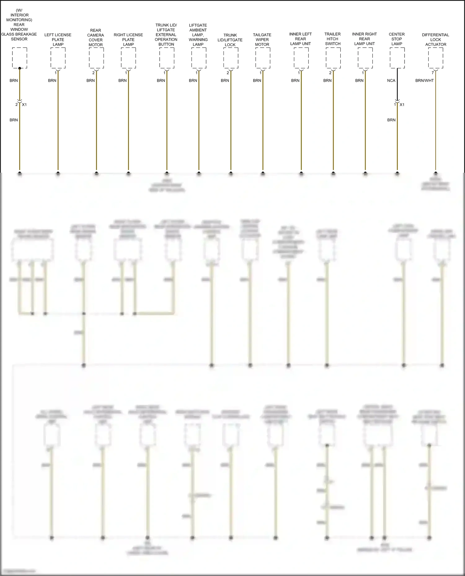 Wiring diagram left outer rear radar sensor for Mercedes-Benz GLB-class X247 (2019-2023) (2 of 2)