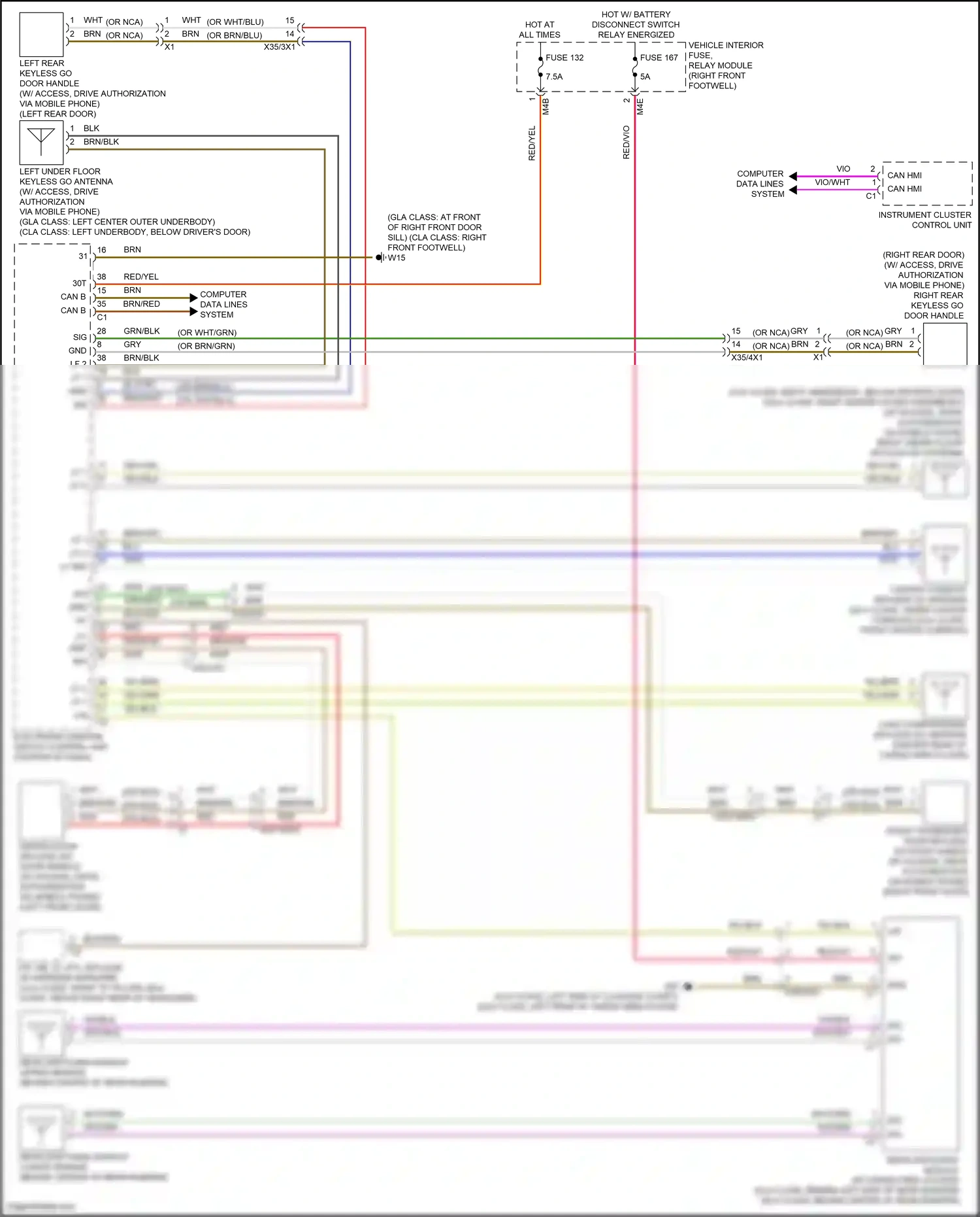 Wiring diagram rear switching module lower sensor for Mercedes-Benz GLB-class X247 (2019-2023) (1 of 1)