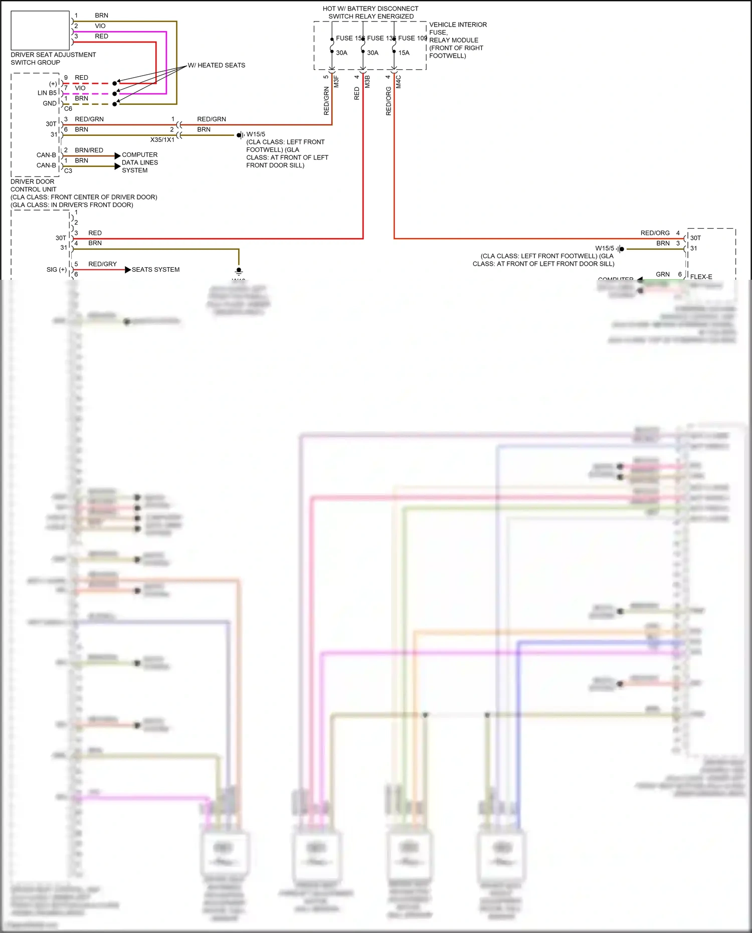 Wiring diagram steering column module control unit for Mercedes-Benz GLB-class X247 (2019-2023) (2 of 19)