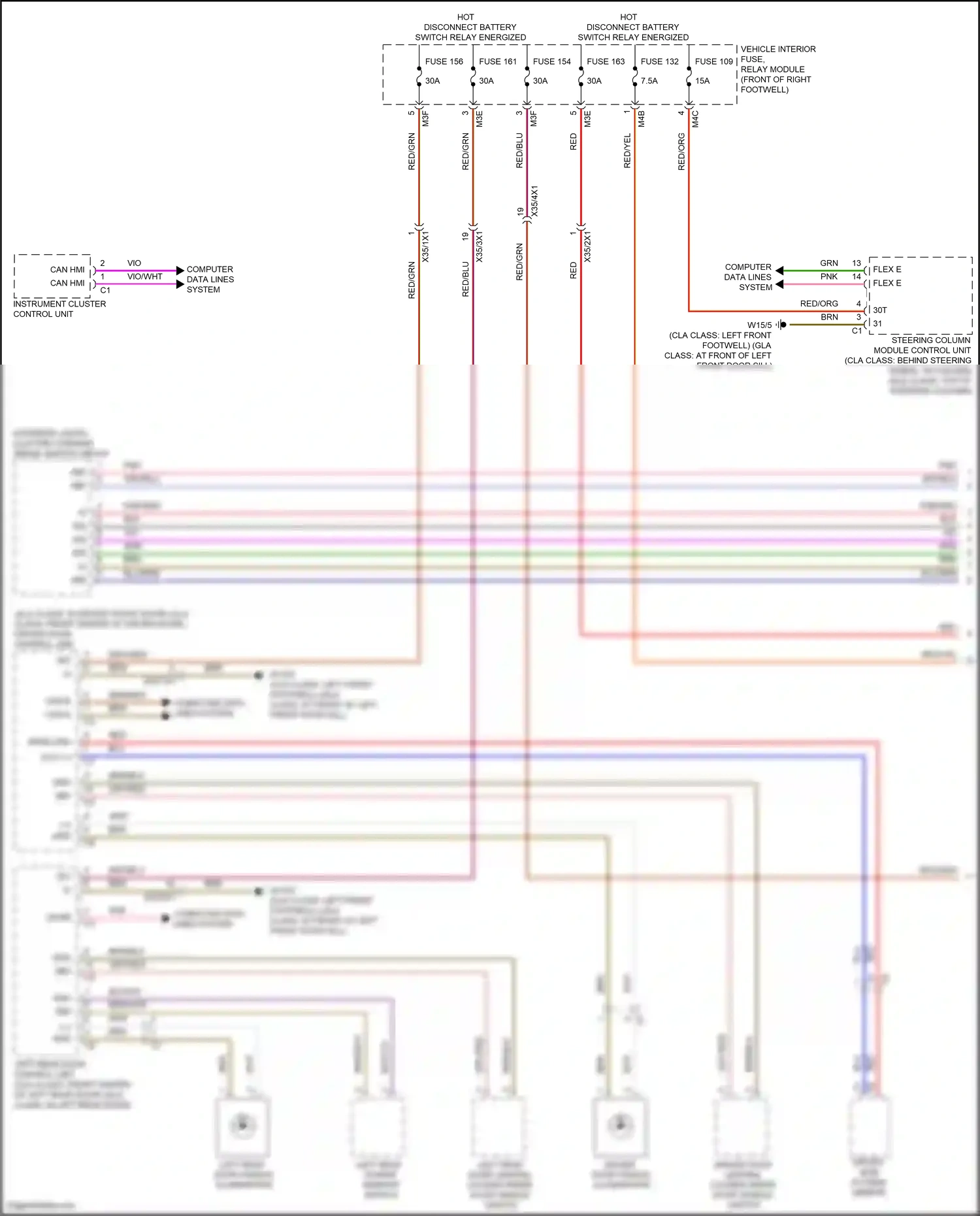 Wiring diagram steering column module control unit for Mercedes-Benz GLB-class X247 (2019-2023) (15 of 19)