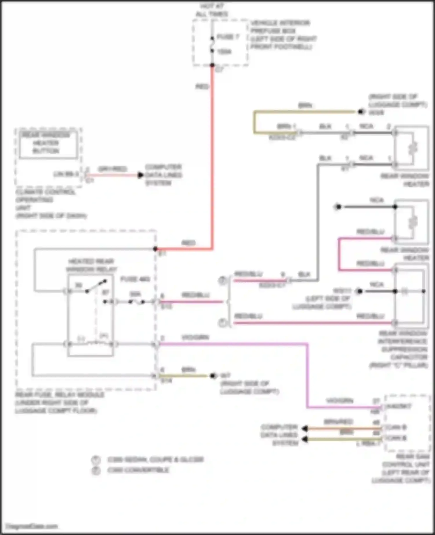 GLC-class AMG Mercedes-Benz X253 (2016-2019): Rear defogger circuit