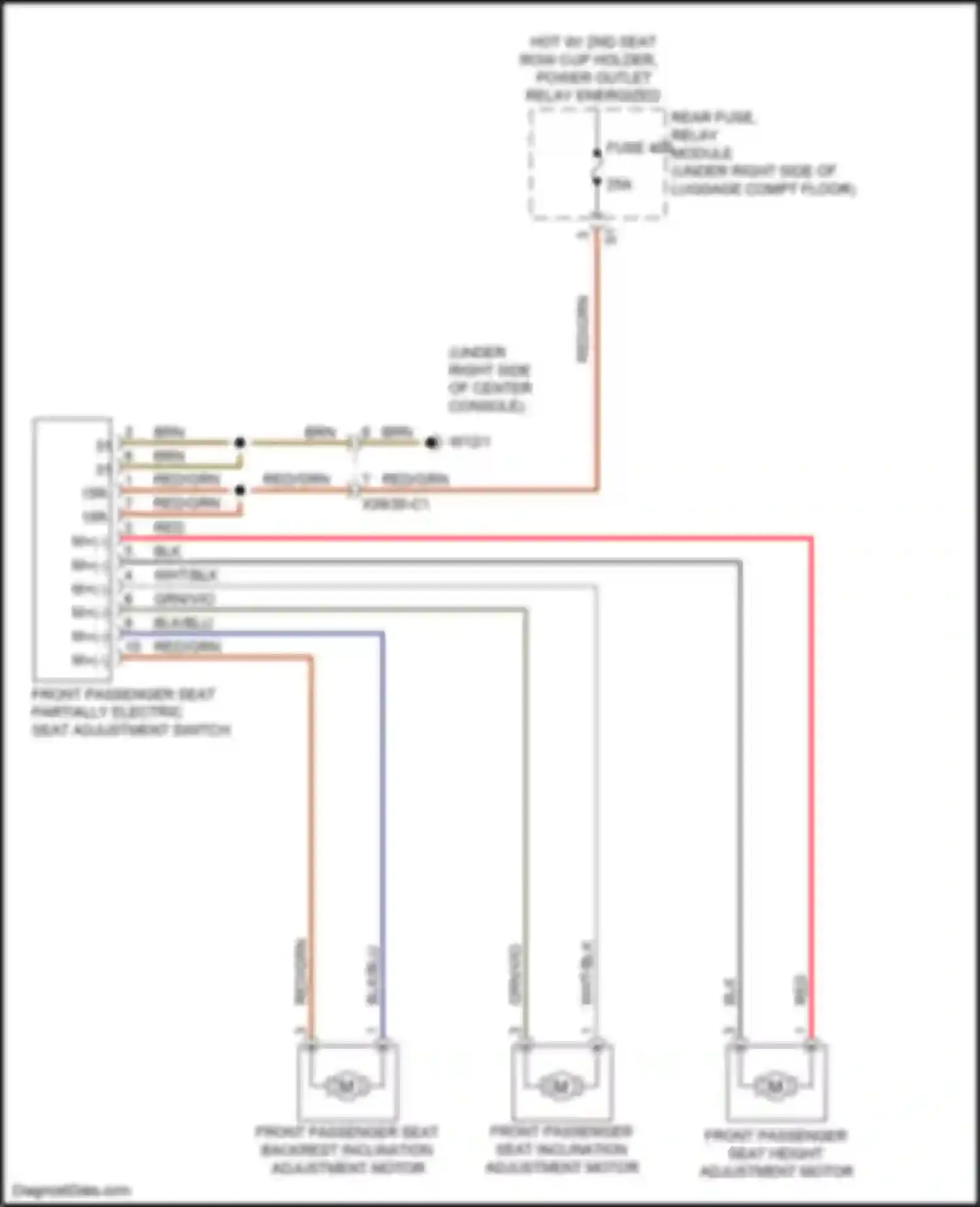 Wiring diagram front passenger seat inclination adjustment motor for Mercedes-Benz GLC-class AMG X253 (2016-2019) (1 of 1)