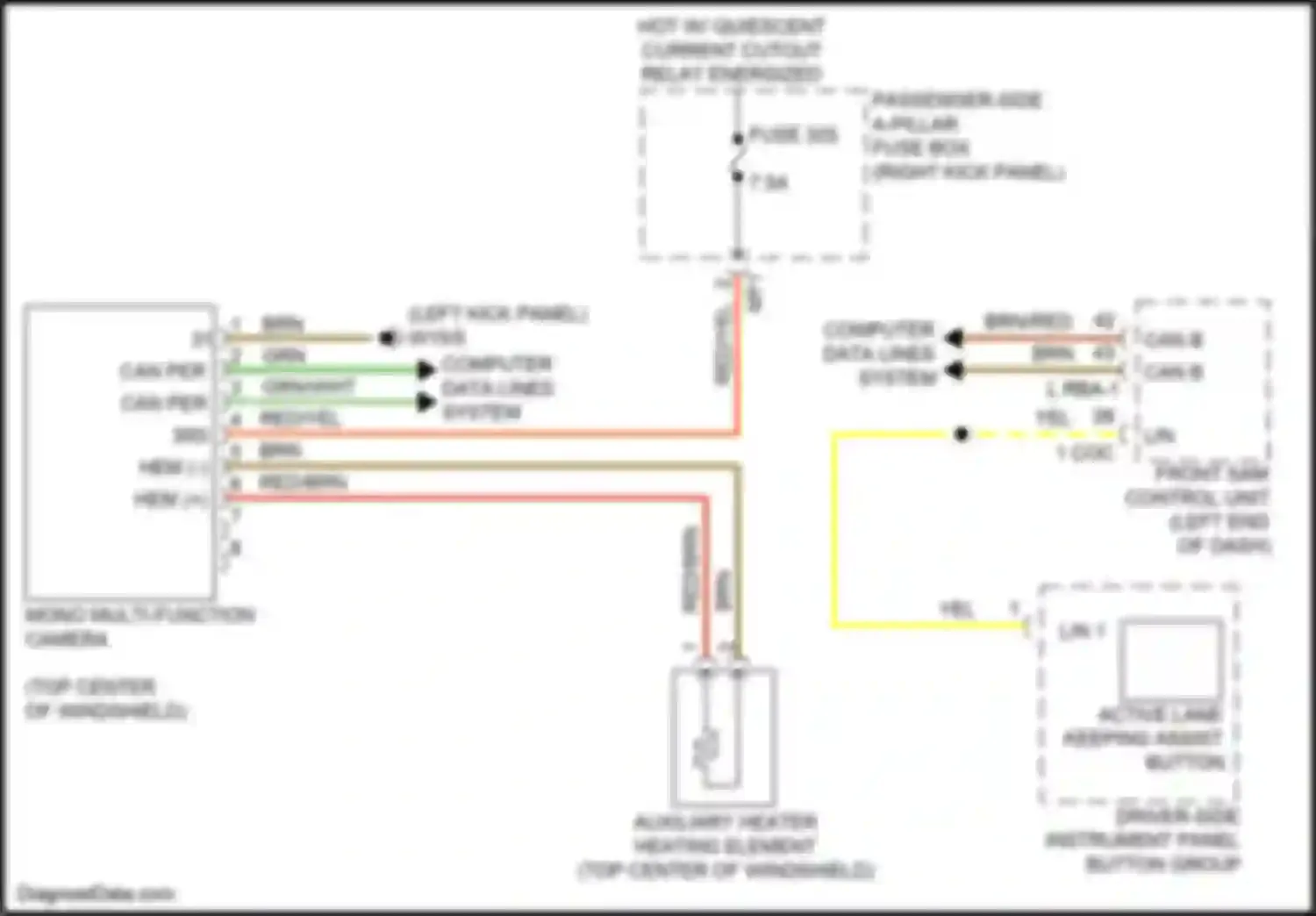 Wiring diagram passenger-side a-pillar fuse box for Mercedes-Benz GLC-class AMG X253 (2016-2019) (47 of 58)