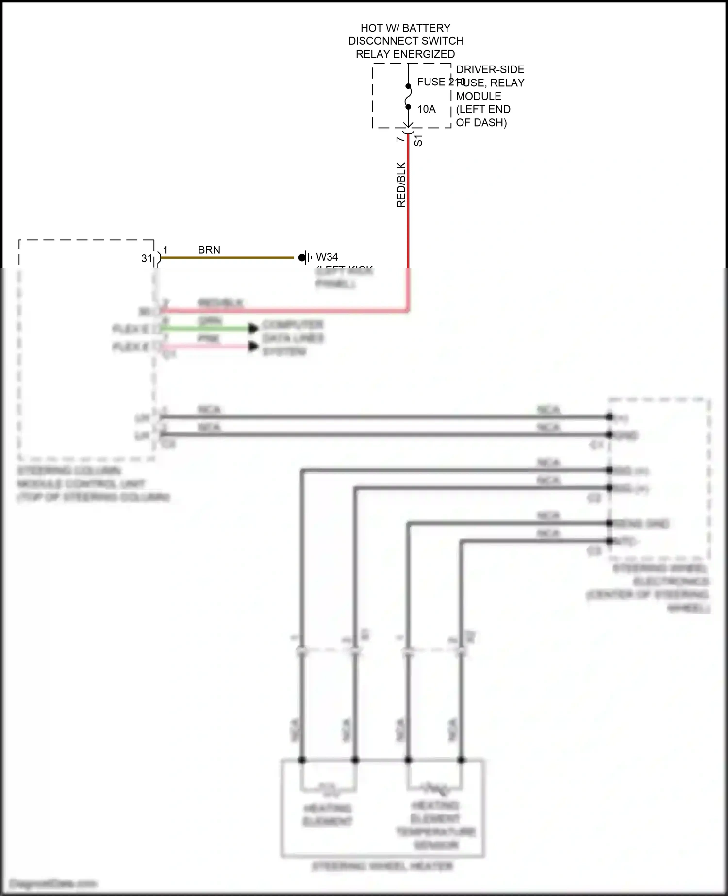 Wiring diagram heating element temperature sensor for Mercedes-Benz GLC-class Coupe C253 facelift (2019-2023) (1 of 2)