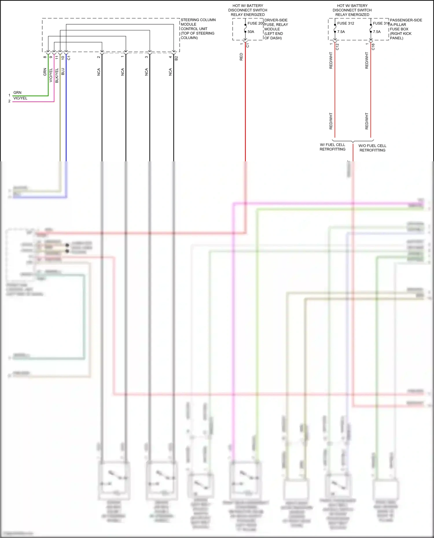 Wiring diagram steering column module control unit for Mercedes-Benz GLC-class Coupe C253 facelift (2019-2023) (10 of 21)