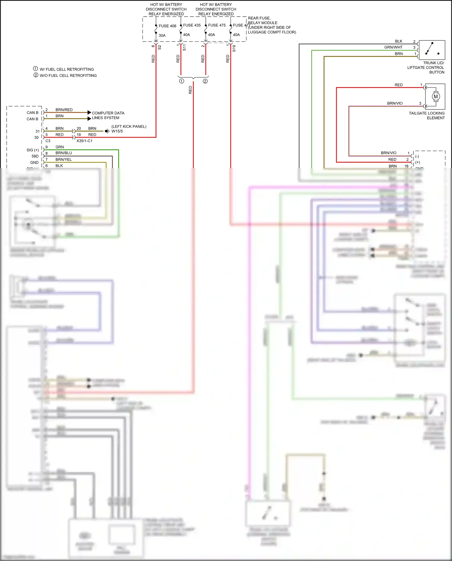 Wiring diagram tailgate locking element for Mercedes-Benz GLC-class Coupe C253 facelift (2019-2023) (1 of 1)