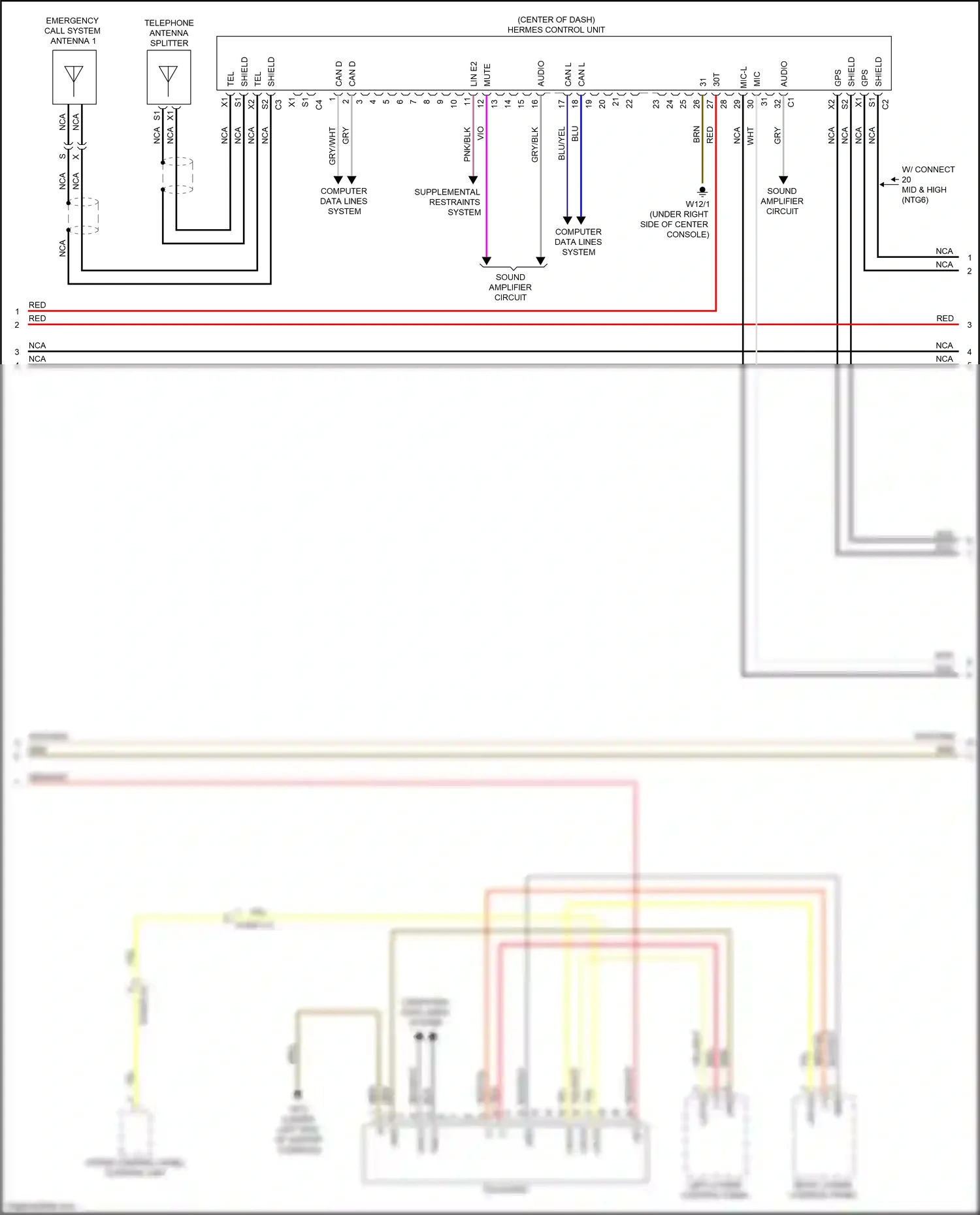 Wiring diagram upper control panel control unit for Mercedes-Benz GLC-class Coupe C253 facelift (2019-2023) (1 of 11)