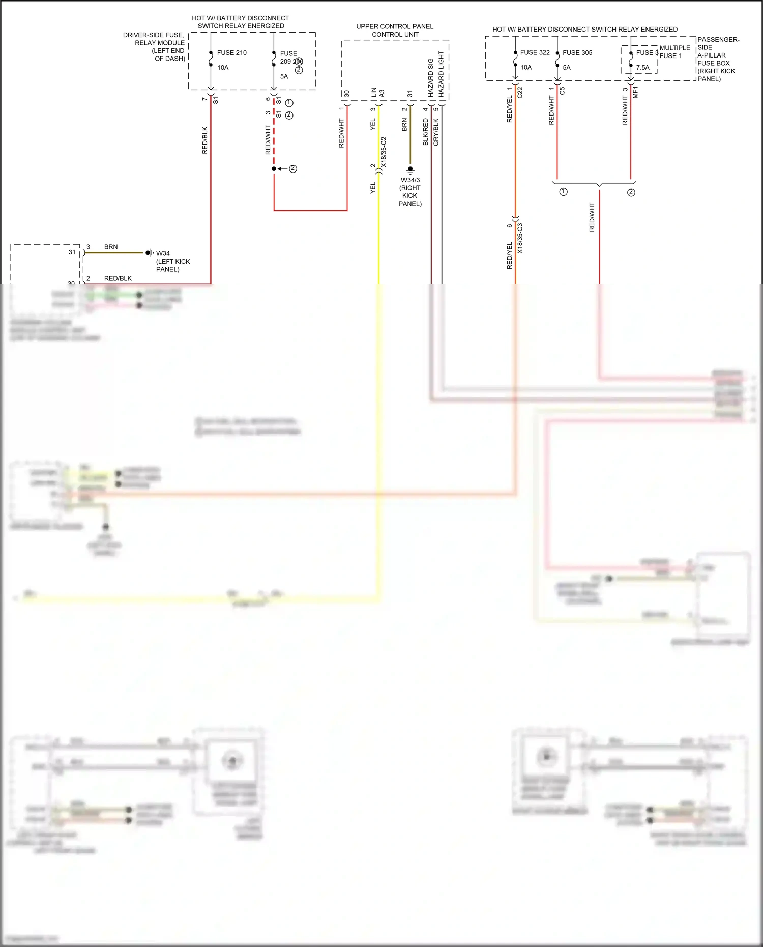 Wiring diagram upper control panel control unit for Mercedes-Benz GLC-class Coupe C253 facelift (2019-2023) (5 of 11)