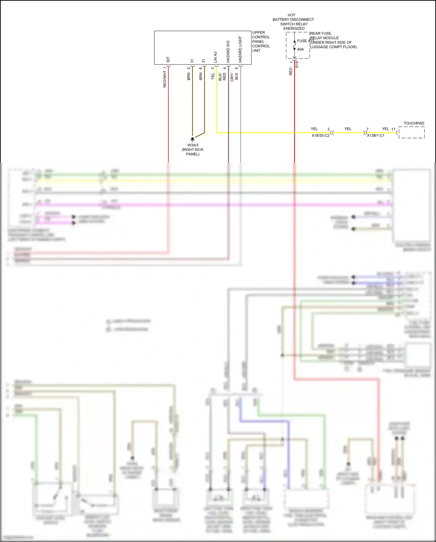 Wiring diagram upper control panel control unit for Mercedes-Benz GLC-class Coupe C253 facelift (2019-2023) (9 of 11)