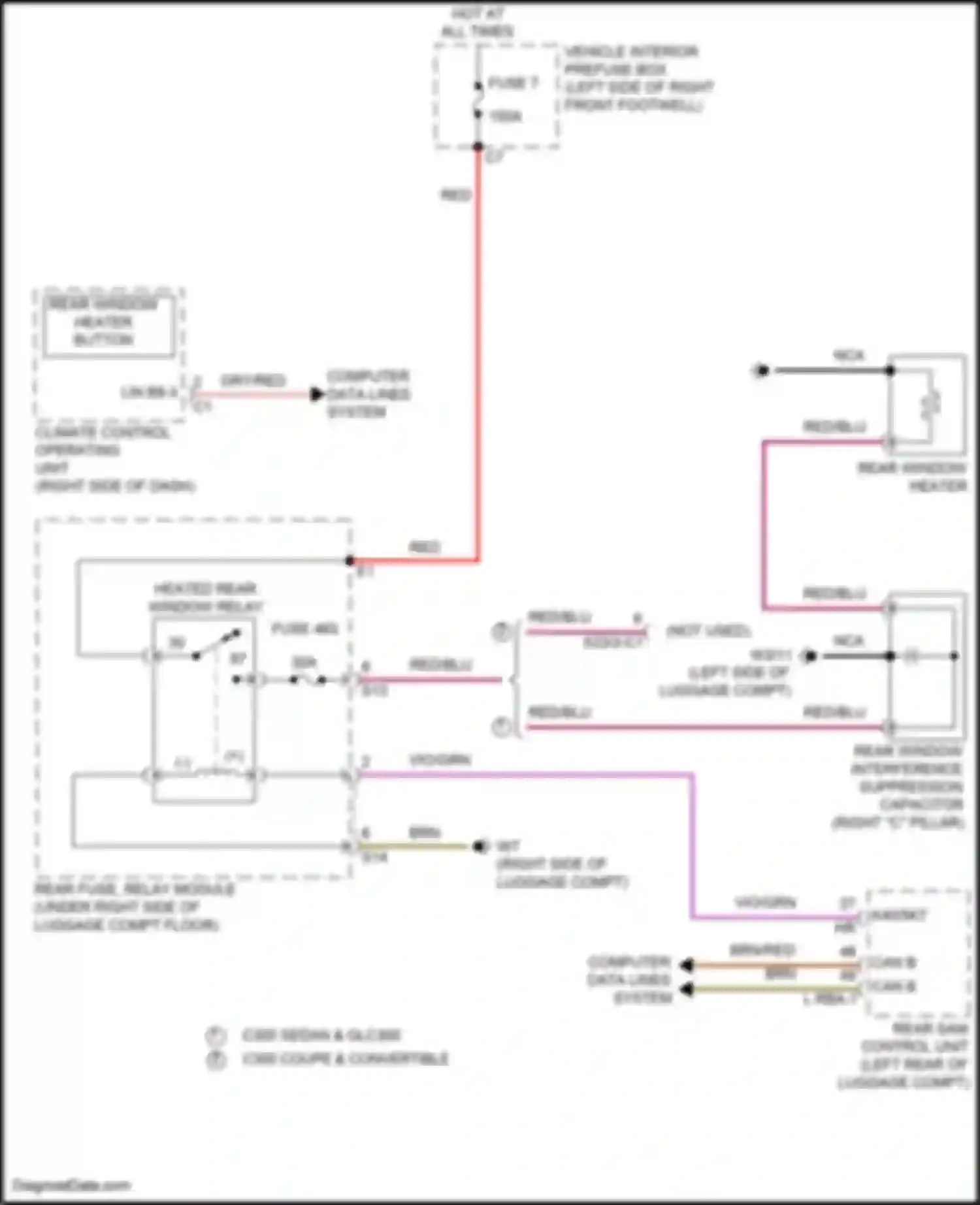 GLC-class Coupe Mercedes-Benz C253 (2016-2019): Rear defogger circuit