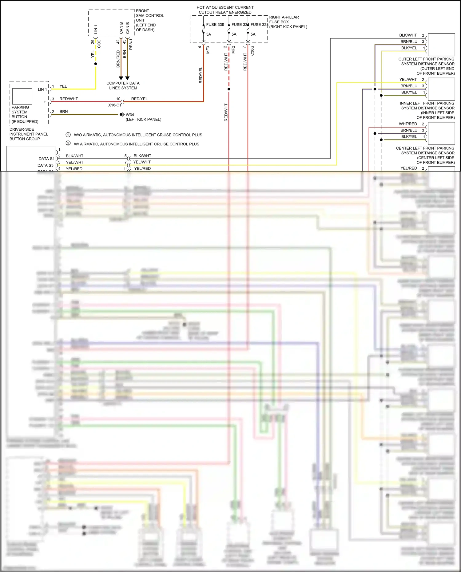Wiring diagram right lower control panel for Mercedes-Benz GLC-class Coupe C253 (2016-2019) (6 of 8)