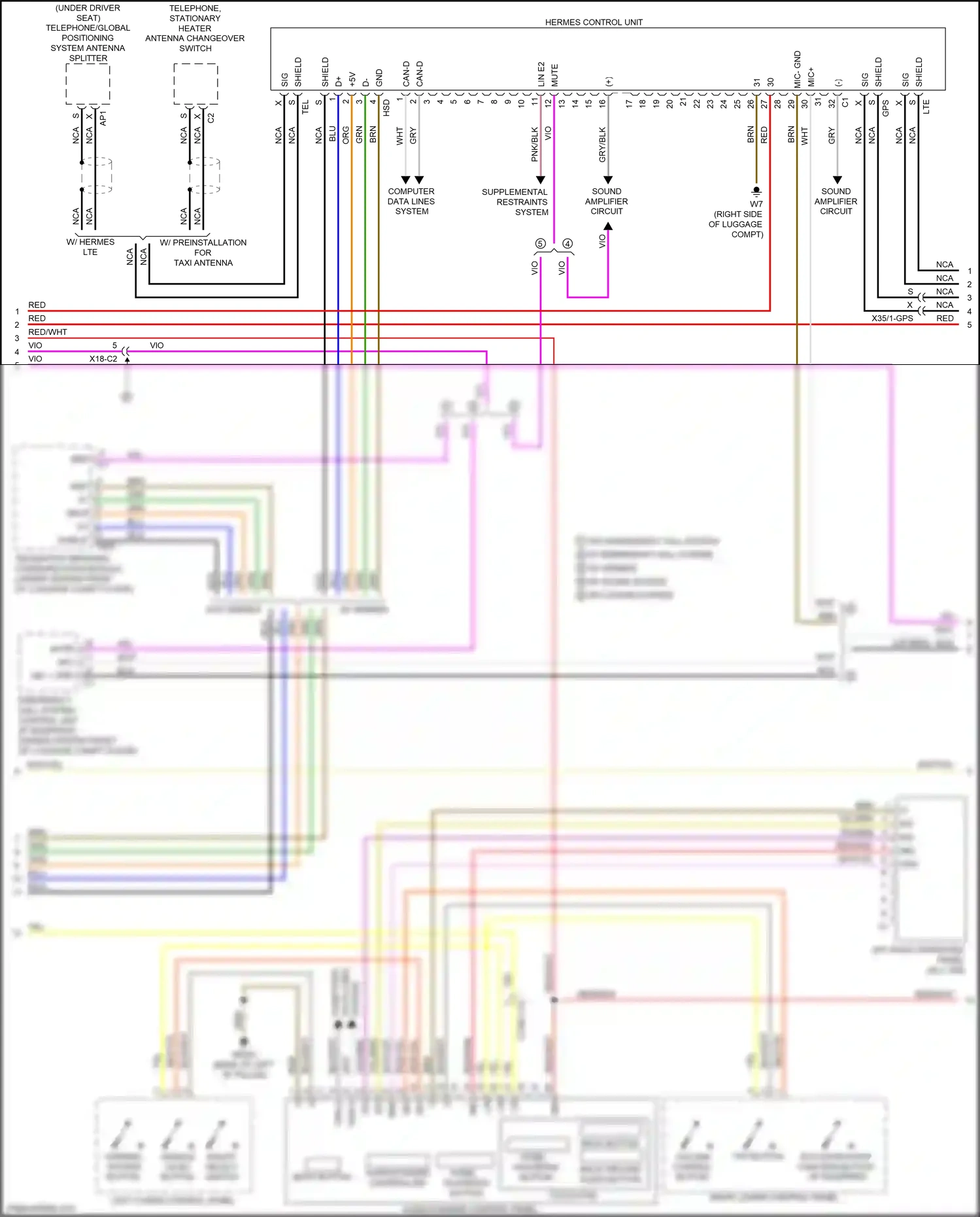 Wiring diagram right lower control panel for Mercedes-Benz GLC-class Coupe C253 (2016-2019) (1 of 8)