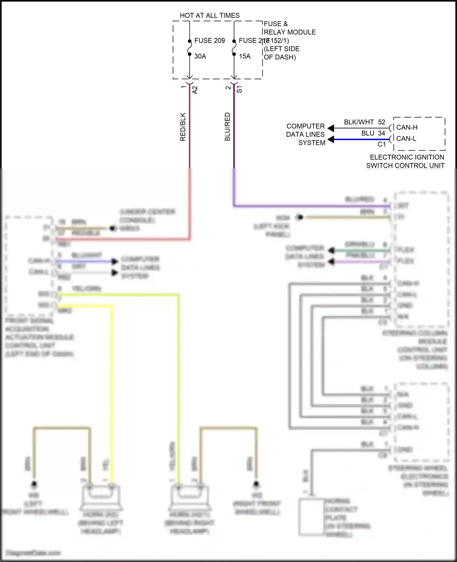 Wiring diagram steering column module control unit for Mercedes-Benz GLC-class Coupe C254 (2023-2024) (5 of 10)