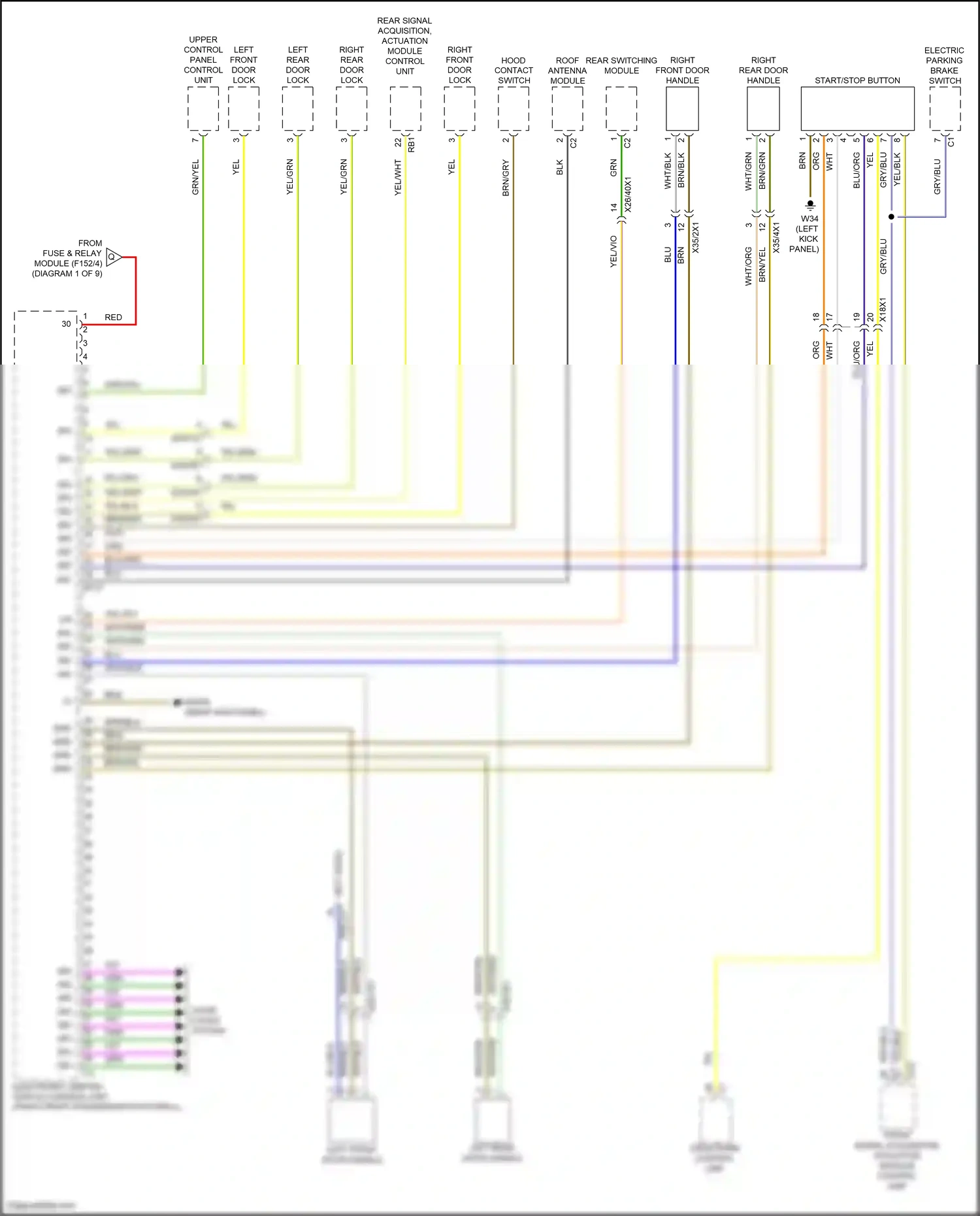 Wiring diagram upper control panel control unit for Mercedes-Benz GLC-class Coupe C254 (2023-2024) (5 of 5)