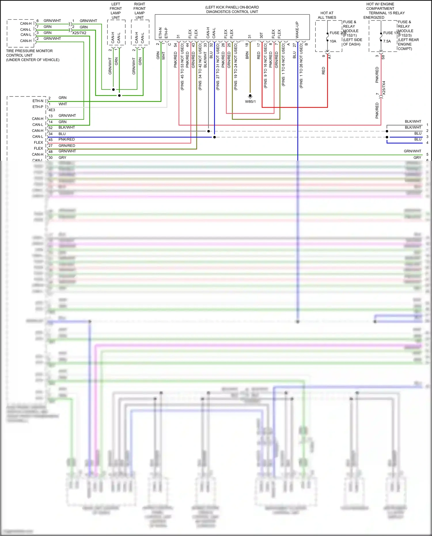 Wiring diagram upper control panel control unit for Mercedes-Benz GLC-class Coupe C254 (2023-2024) (2 of 5)